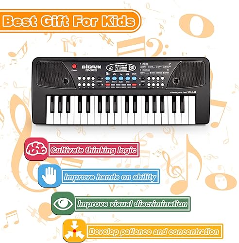 Miniatura 3 de Piano Keyboard for Kids EOOLEOW 37 Keys Portable Electronic Keyboards Piano for Kids with Microphone - Music Piano Toys for Children Black