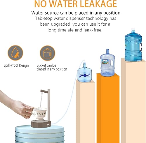 Miniatura 5 de Dispensador de agua de mesa inteligente para botella de 5 galones, práctico dispensador de enfriador de agua de mesa para uso doméstico y oficina,