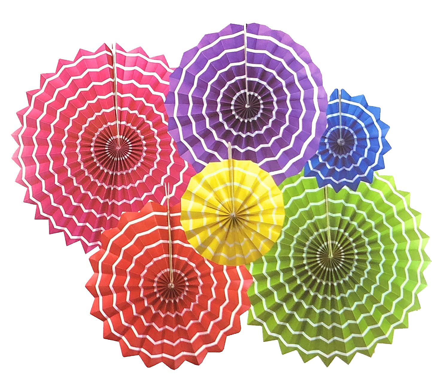 SOI Paper Fan Set (6 Pcs) for Birthday, Wedding, Anniversary, Bachelorette, Valentine Party Decoration (Multi Design Lines)