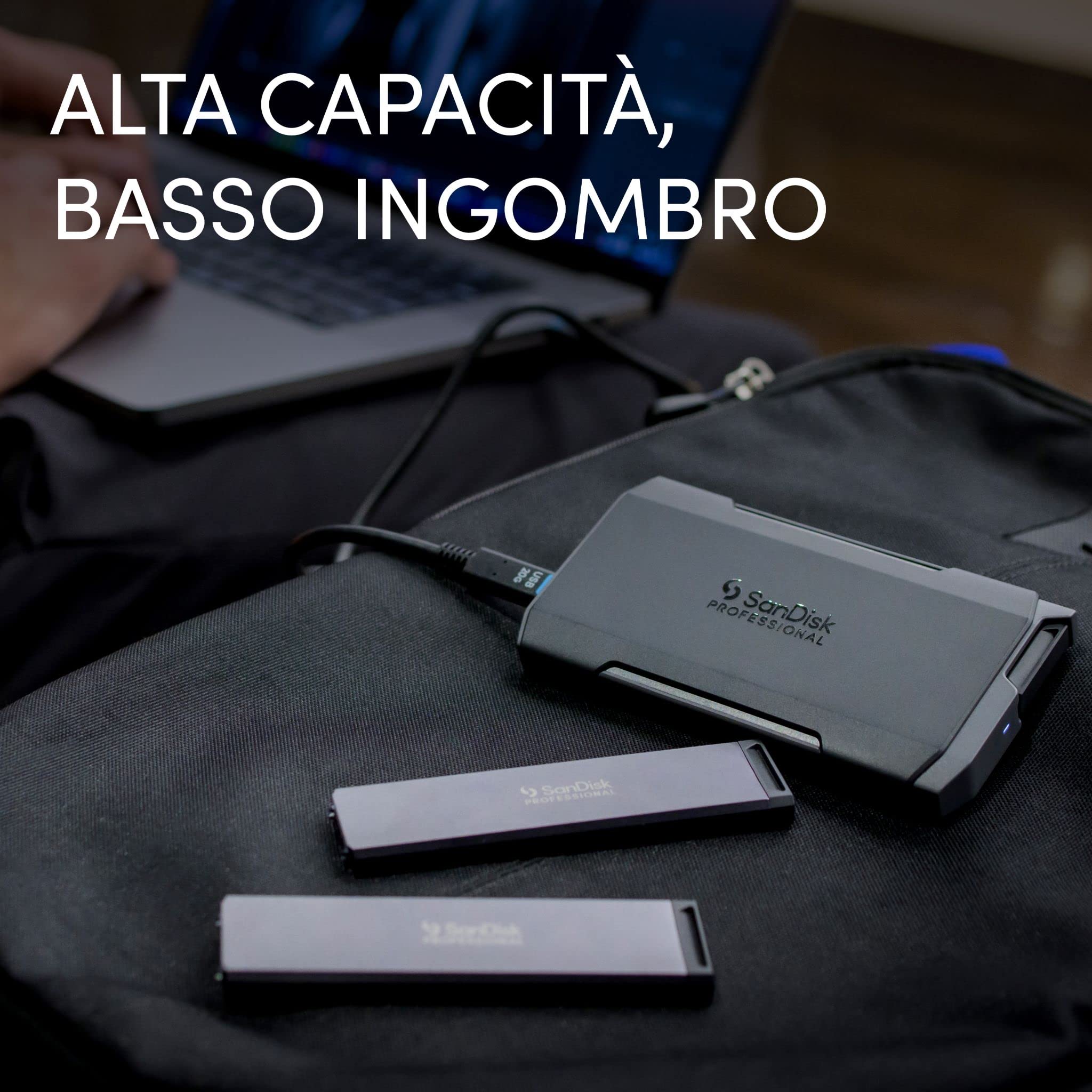 SanDisk Professional Trasporto PRO-BLADE incluso PRO-BLADE 4TB SSD MAG. USB-C fino a 2000MB/s
