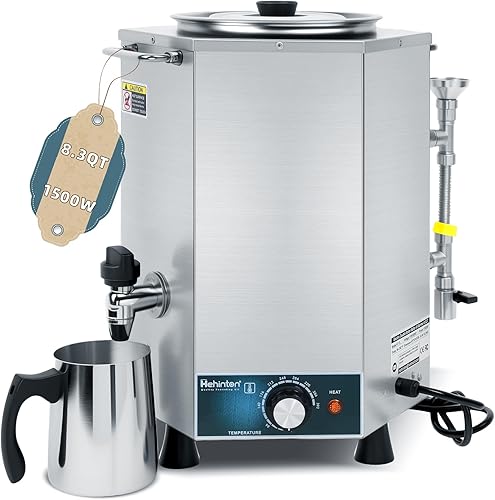 Hehinton Caldera doble profesional de 8.3 cuartos para fusión de chocolate, cerajabón, fundidor eléctrico de acero inoxidable de grado alimenticio