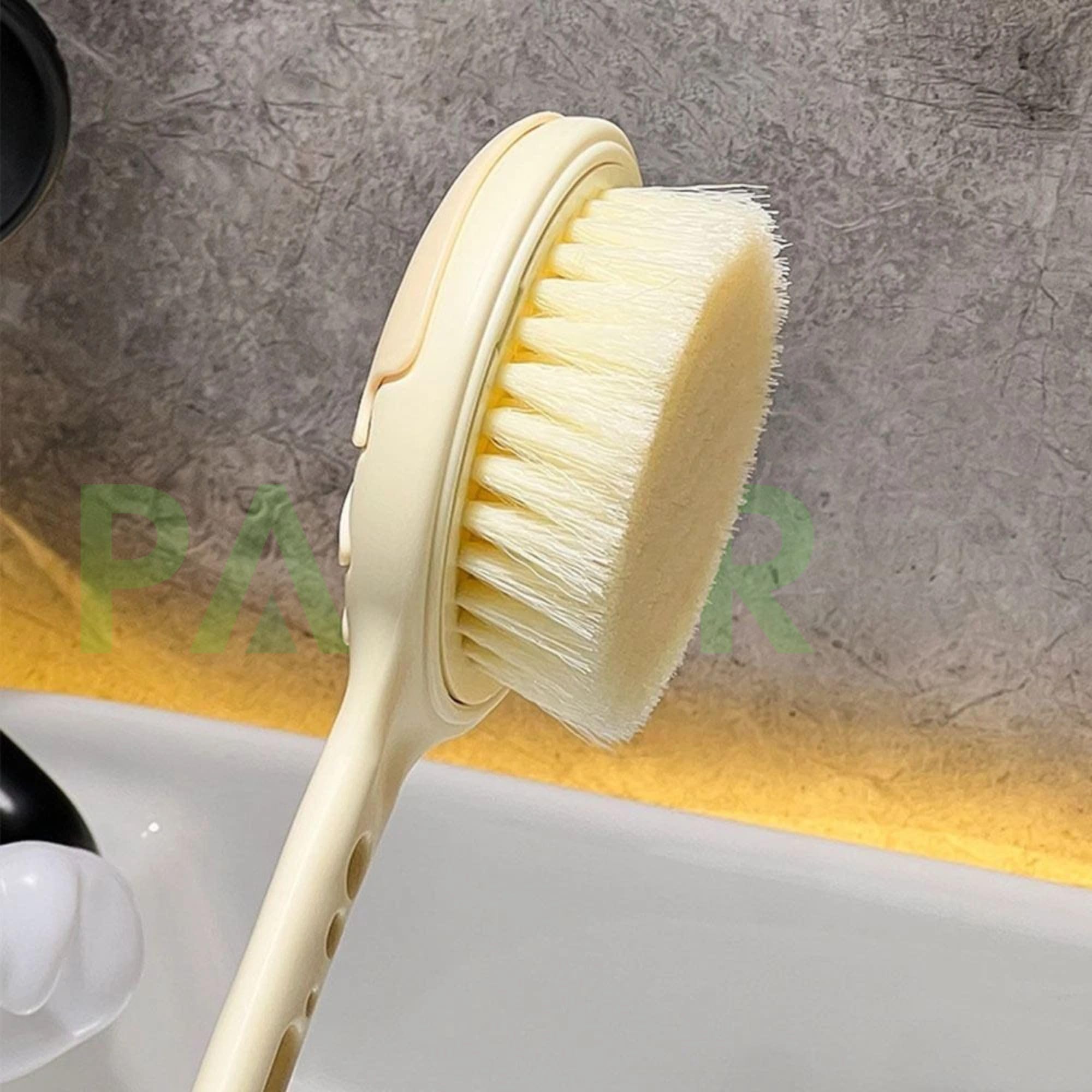 PADAR Dry Back Scrubber for Bath – with Curved Plastic Long Handle Clear Shower Brush Dry Skin Hygienic Exfoliating Cellulite Bath & Shower Brush – Gentle Body Wash Brush & Massage Scrubber for Men & Women (Doughnut Bath Brush) - Image 7 thumbnail