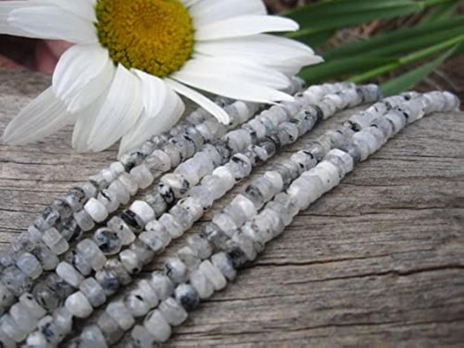 LKBEADS Tourmalinated Moonstone beads faceted rondelles 4mm pour création de bijoux DIY