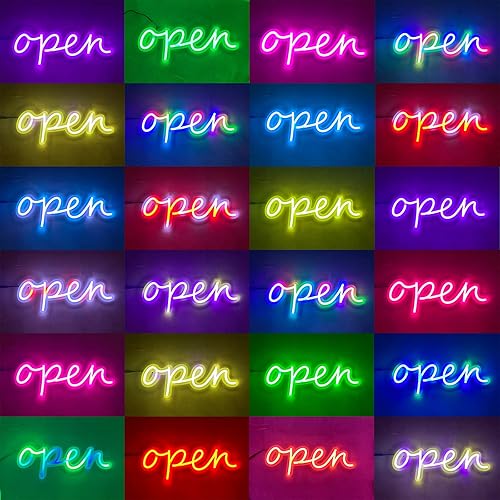Miniatura 2 de Letrero abierto de neón LED de 16 x 6 pulgadas letreros abiertos para negocios con múltiples modos intermitentes letreros de neón personalizados