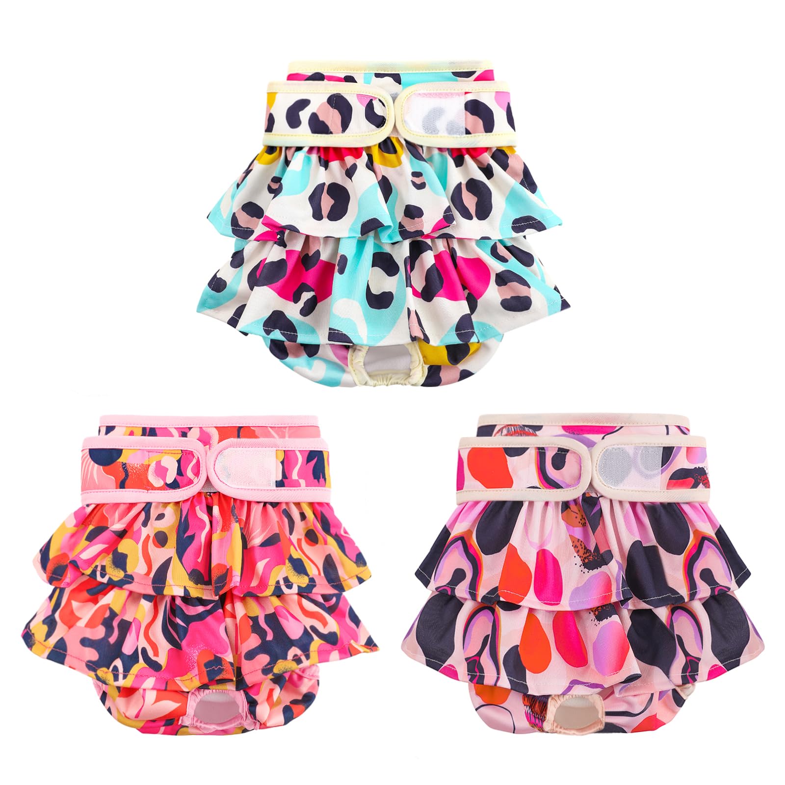 COMSLE Pannolini per Cani Cane Femmina Lavabili XS, Pack di 3 pezzi e Riutilizzabili, Mutandine Cane Femmina Calore, Mutande per Cani Cane Altamente Assorbenti Leopardo rosa