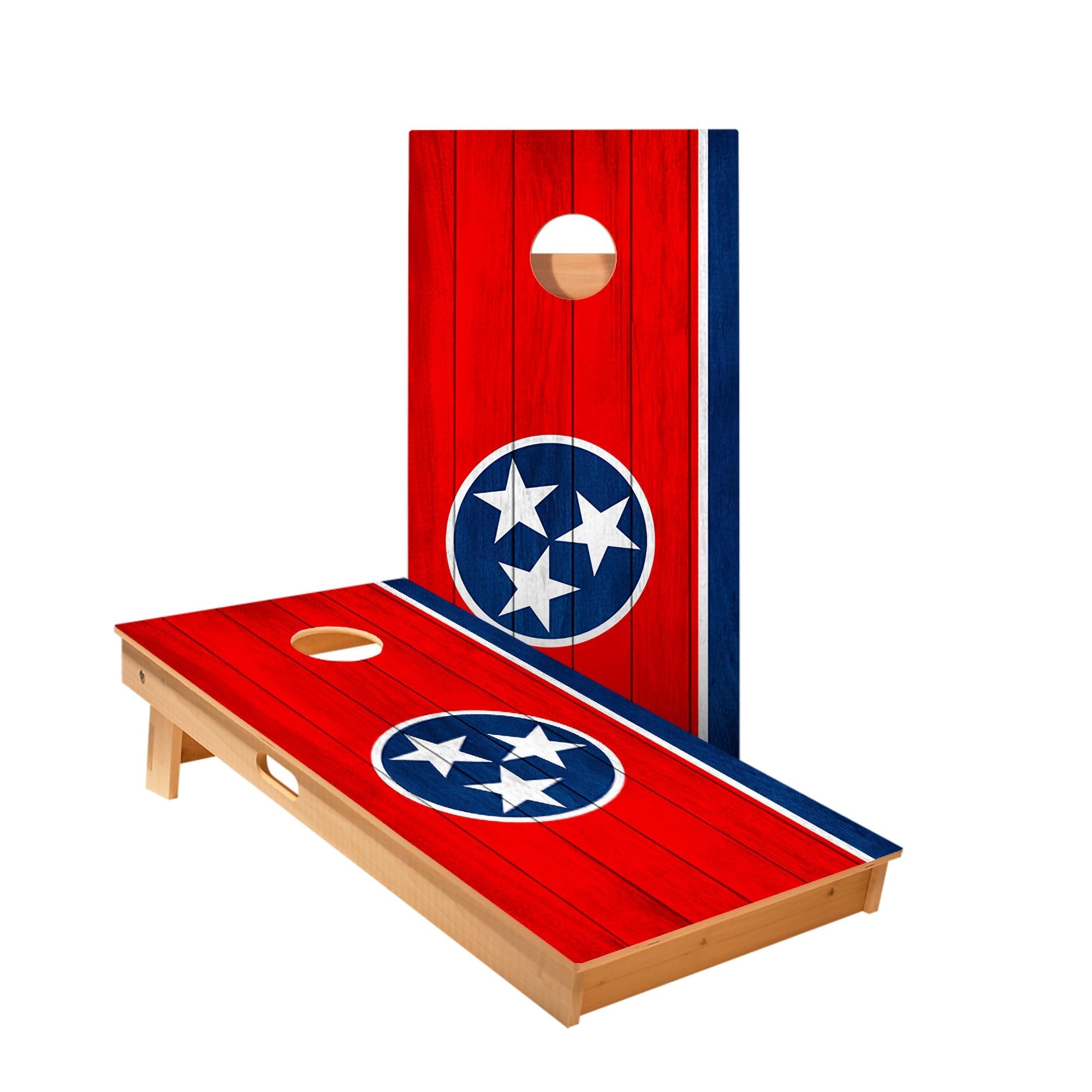 Skip's Garage Tennessee Flag Cornhole Boards - Includes (2) Boards (Resin Bags) + (1) Case & (2) Edge Lights