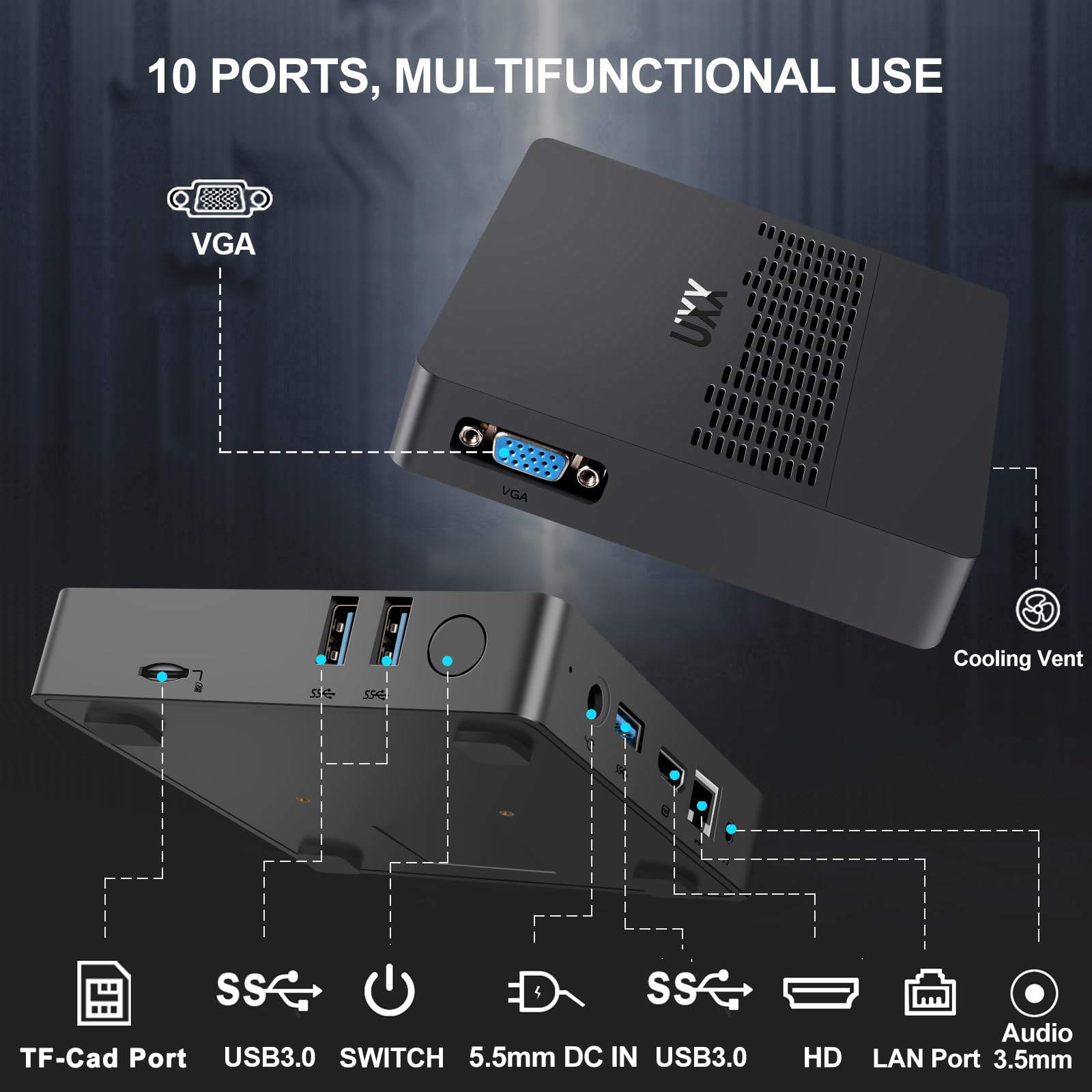 UXX 2025 Mini PC Support 512GB/2TB M.2 SSD Expansion, Celeron