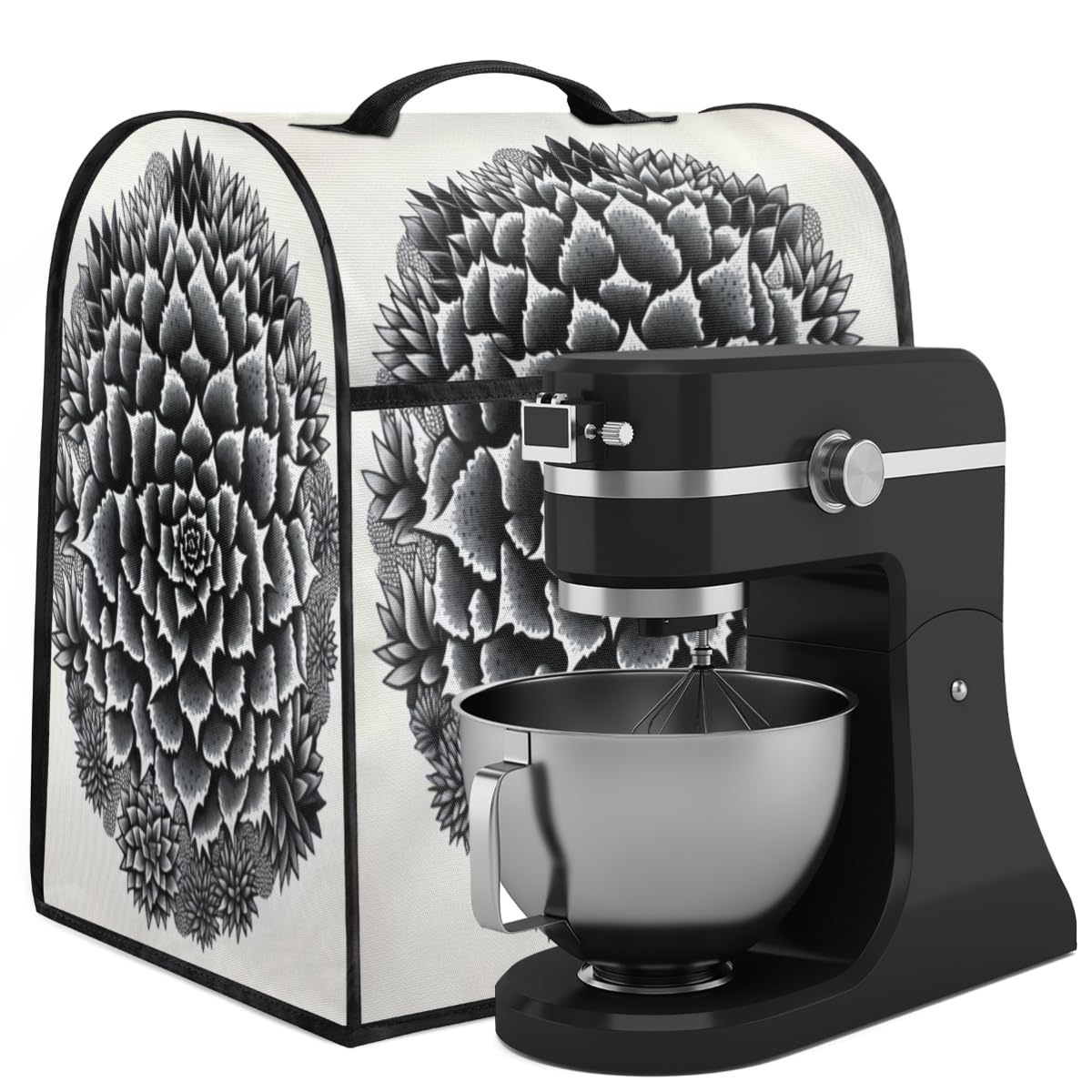 Coffee Maker Cover Succulents Mandala Kitchen Appliance Covers Small Appliance Covers Blender Cover Juicer Cover Dust Covers for Kitchen Appliances with Top Handle and Pockets,Washable,C324