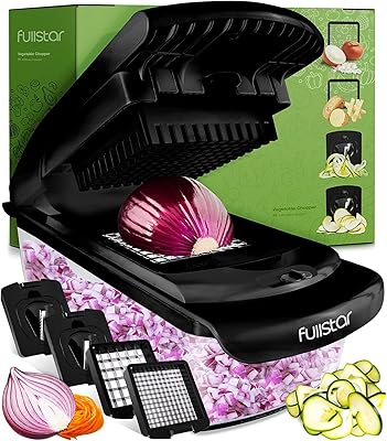 Fullstar Vegetable Chopper - Spiralizer Vegetable Slicer - Onion Chopper with Container - Pro Food Chopper -  Slicer Dicer...