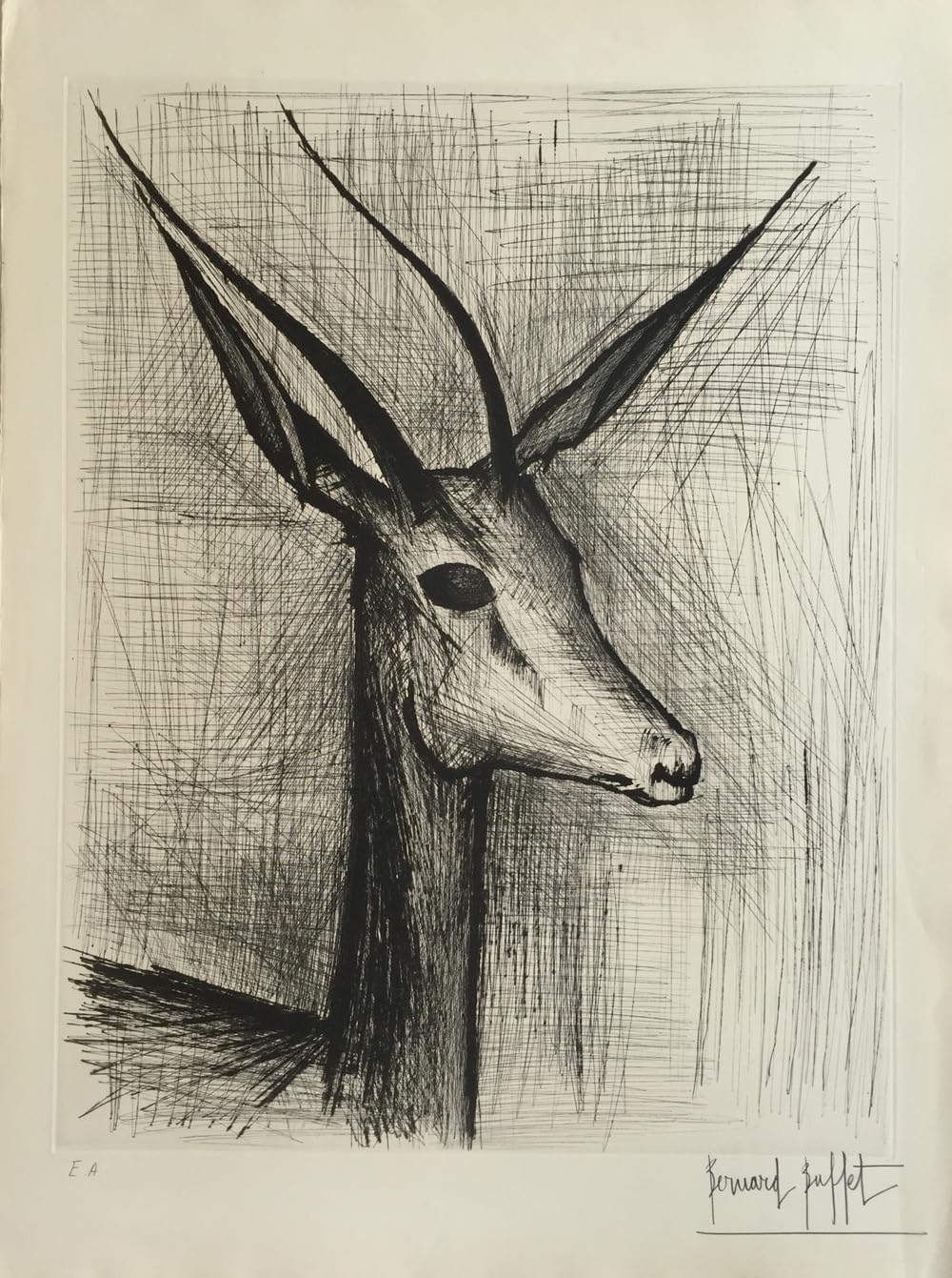 ZZYGGN GMGSW Gazelle by Bernard Buffet Canvas Poster Abstract Wall Art Vintage Painting Bernard Buffet Prints for Office Picture Decor 40x60cmx1 Frameless
