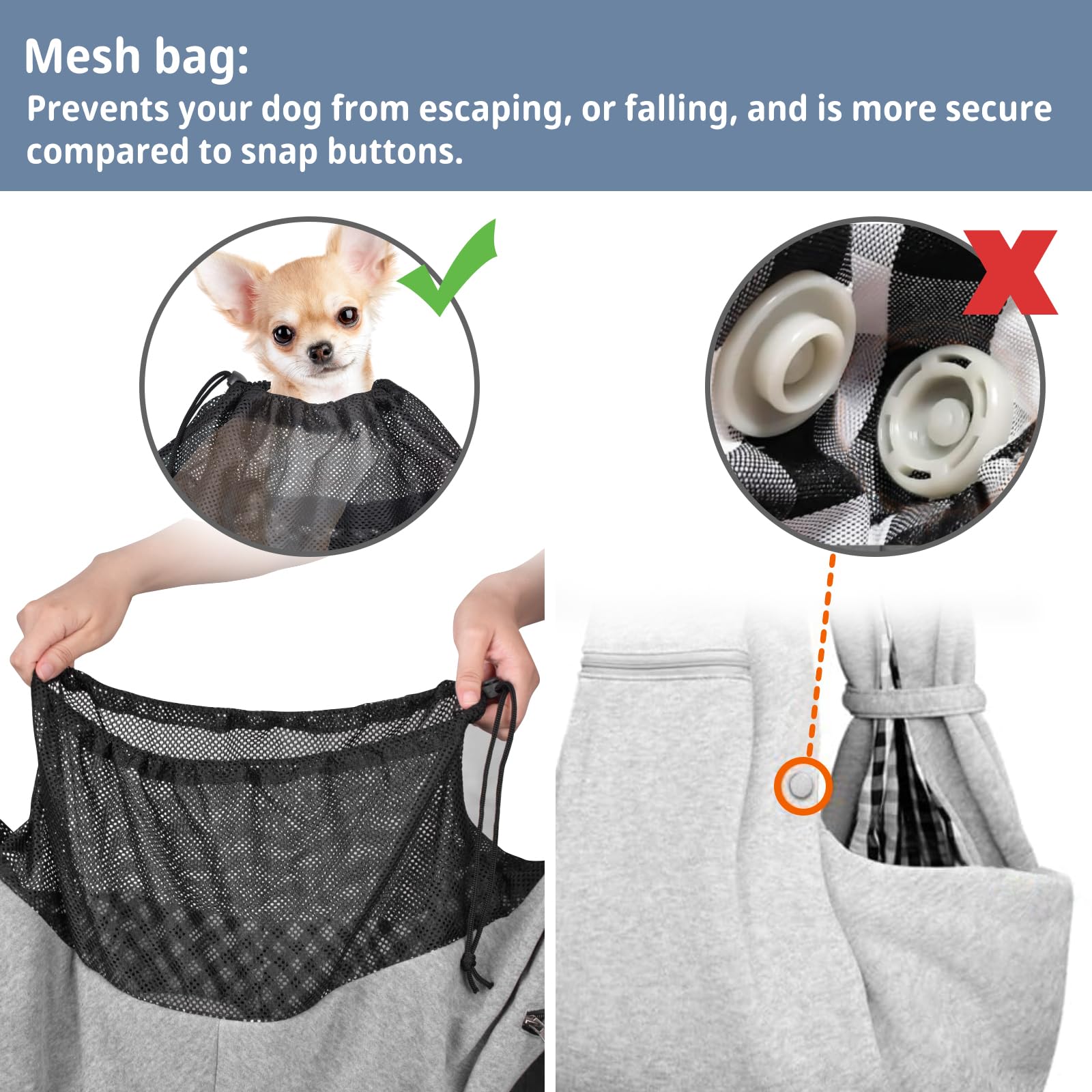 CUBY Dog and Cat Sling Carrier, Small Dog Carrier Sling with Adjust Strap & Zip Pocket - Image 3