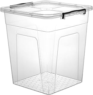 Easy Shopping® Clear Plastic Storage Box Lid Clip Locking Office Home Kitchen Food Container Multi-Purpose (10L Deep Container)