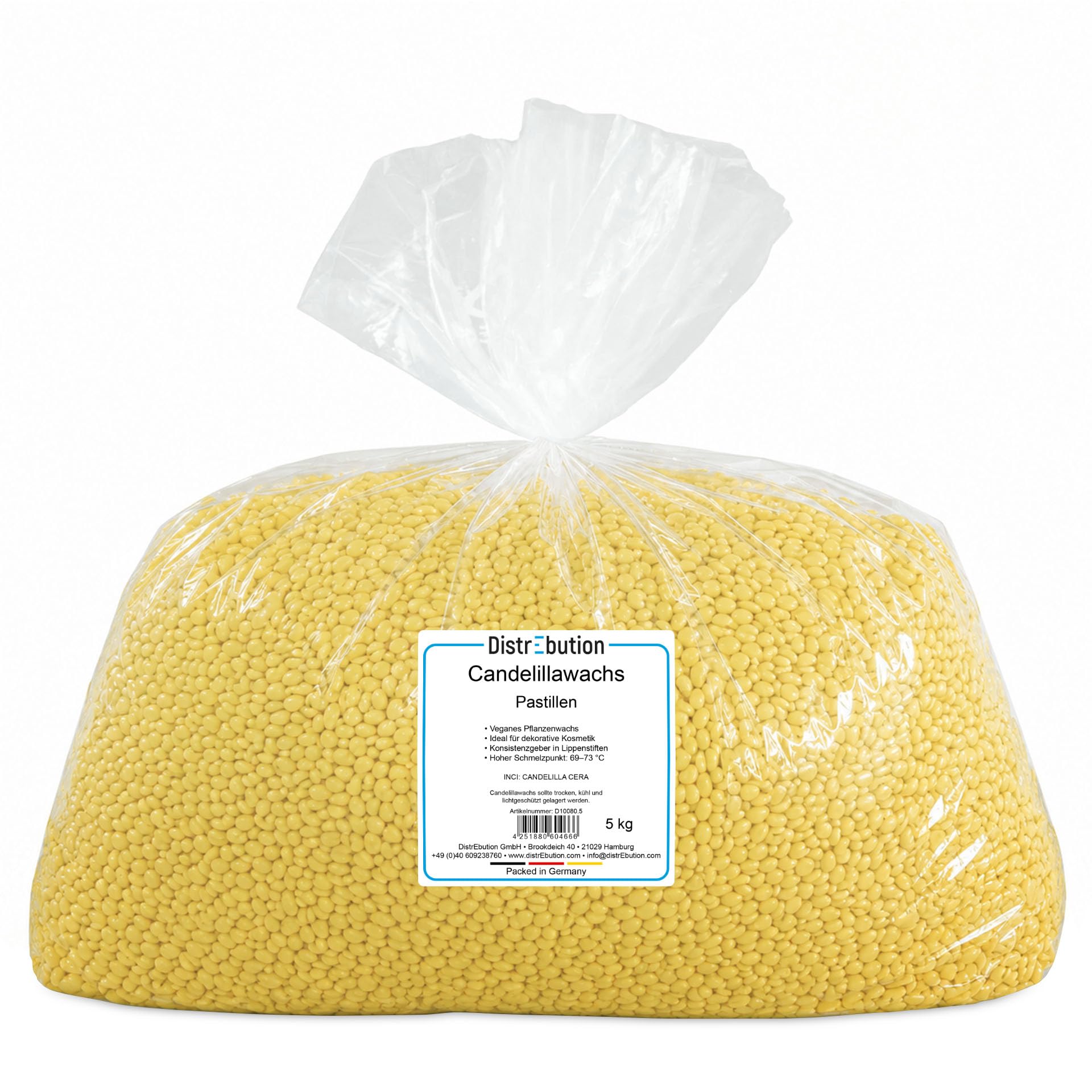 Candelillawachs Pastillen 5kg – 100% pflanzlich & vegan, ideal für Kosmetik & Naturkosmetik, Lippenpflege, Haarwachs, 69–73 °C