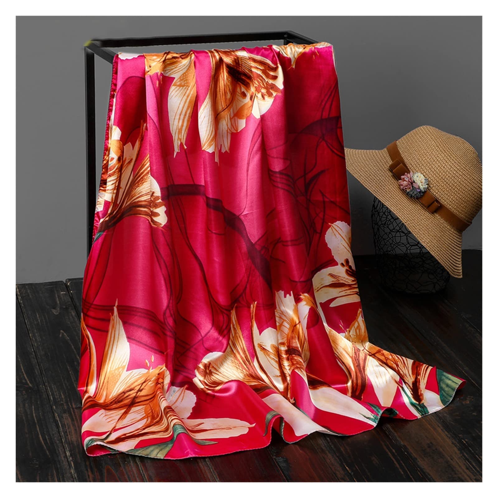 Pañuelo de Seda Moda Mujer Moda Vacaciones Chal Suave al Aire Libre impresión Disponible Verano Primavera protección Solar Bufanda (Color : Purple, Size : 1) (Purple 1)