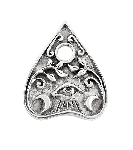 Ouija Planchette Pendant Crescent Moons Floral Vines Evil Eye Spirit Trance Talking Board 100% Handmade Fine Silver