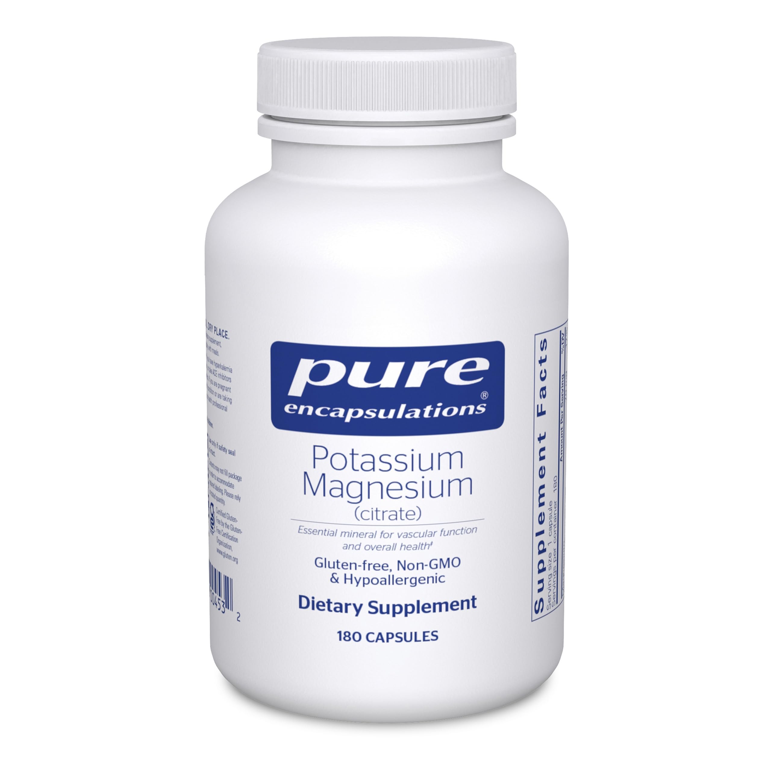 Pure EncapsulationsPotassium Magnesium (Citrate) - for Heart Health & Bone Mineralization* - Optimal Absorption - Gluten Free & Non-GMO - 180 Capsules