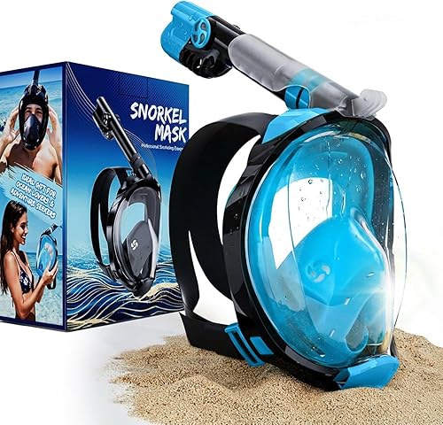 Miniatura 22 de WSTOO Full Face Snorkel Mask, Dry Top Snorkeling Gear for Adults, 180° Panoramic Foldable Design with Camera Mount, Safe Mouth/Nose Breathing,