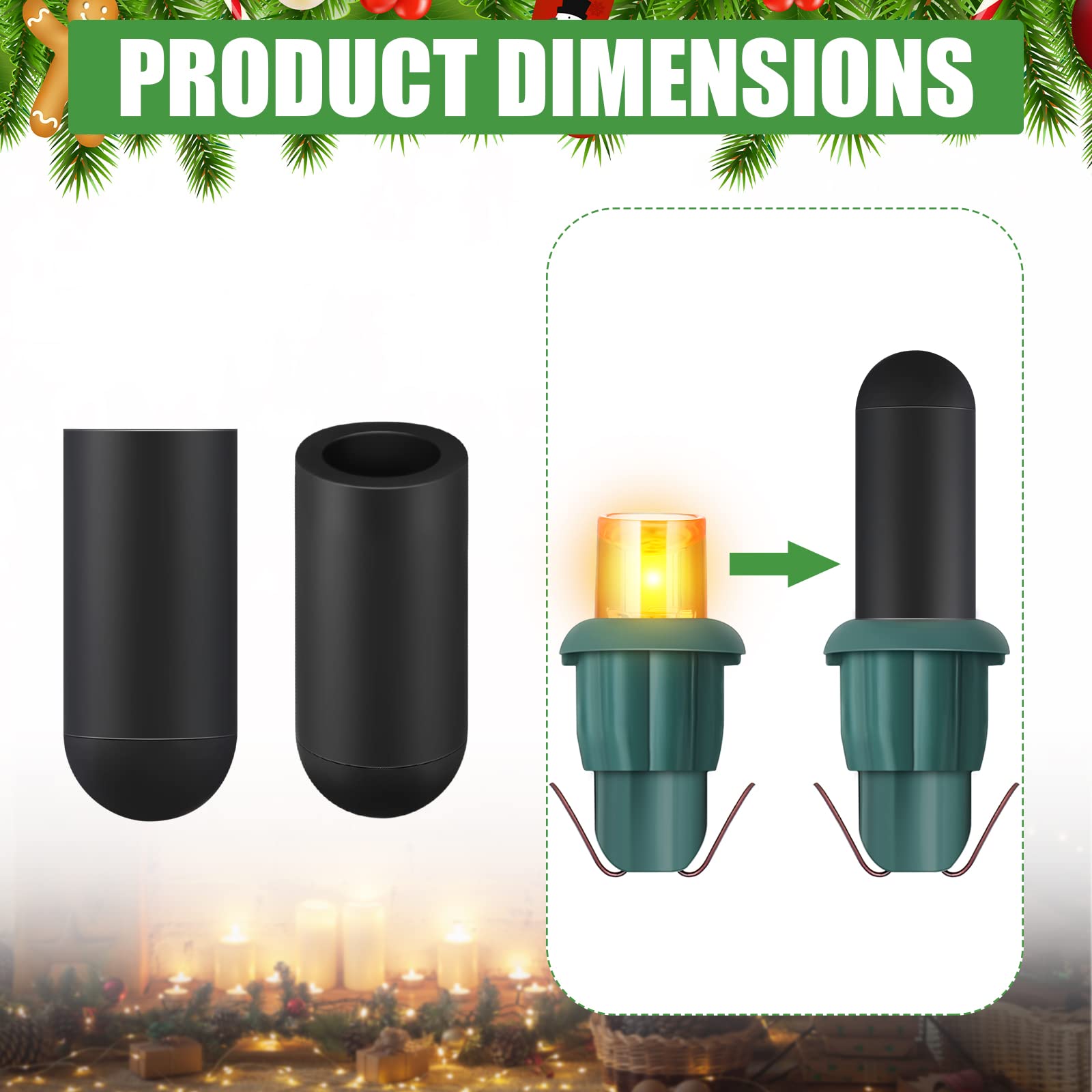 Zonon 200 Pieces No Glow Caps Christmas Glass LED Glow Plug Cap Light Blackout Caps No Glow Caps Black Out Cover for Christmas Lights (200 Pieces, 5 x 13 mm)