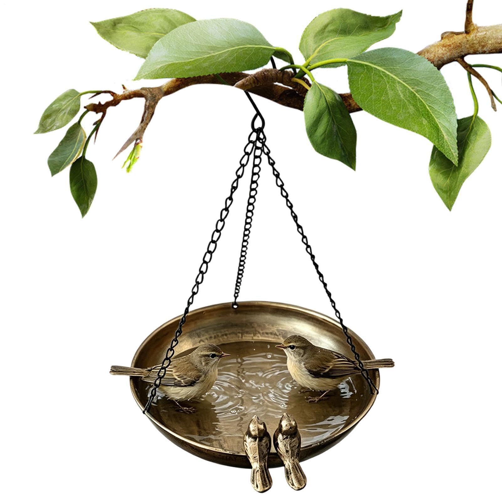 Vasca per uccelli per esterni, in metallo vintage, antiruggine, per tutte le stagioni, ciotola da giardino per esterni, per cortile, portico, cortile, balcone