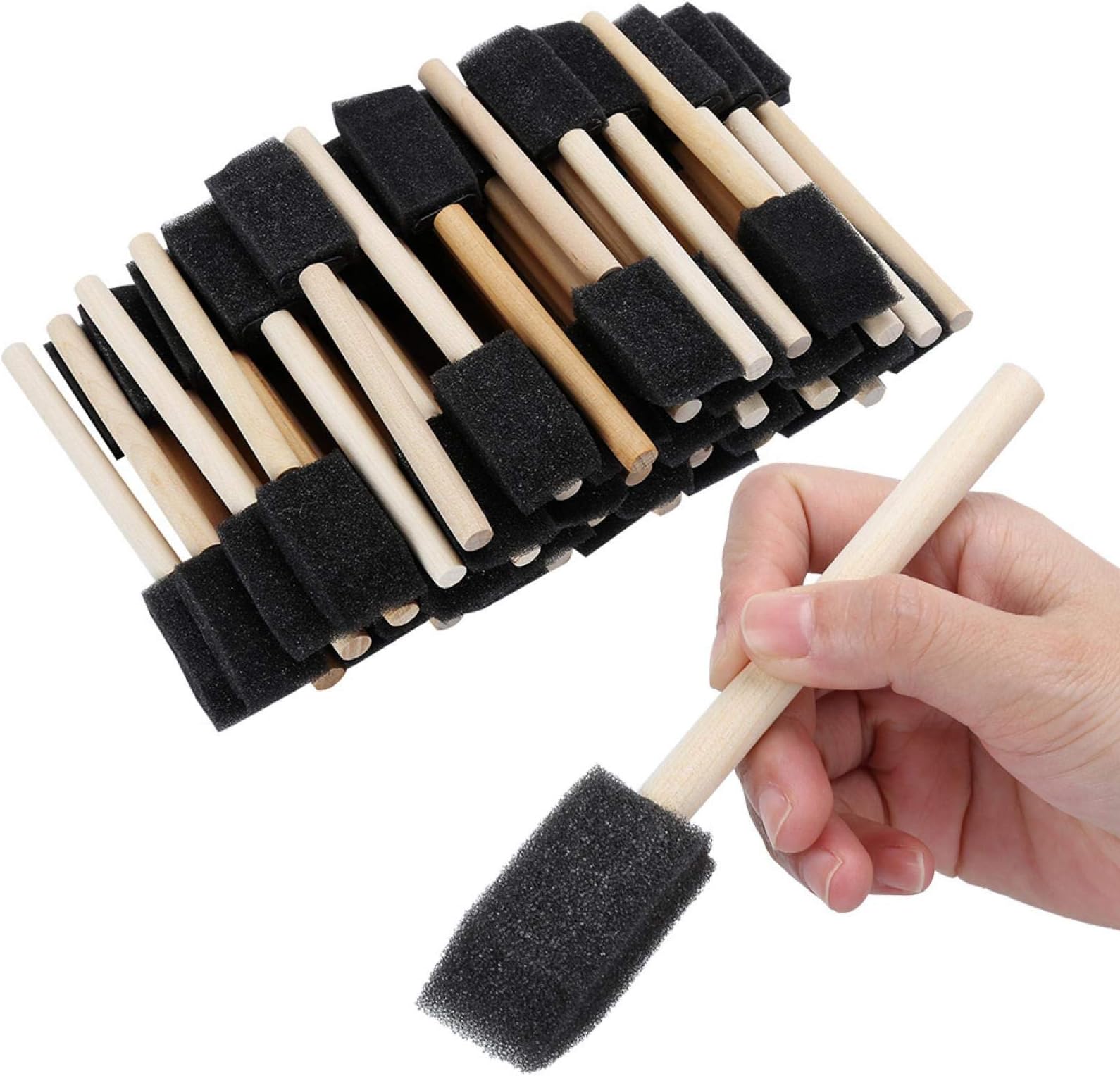 Mister Rui 1" Foam Paint Brushes, 1 Inch Foam Brush Set Pack of 50
