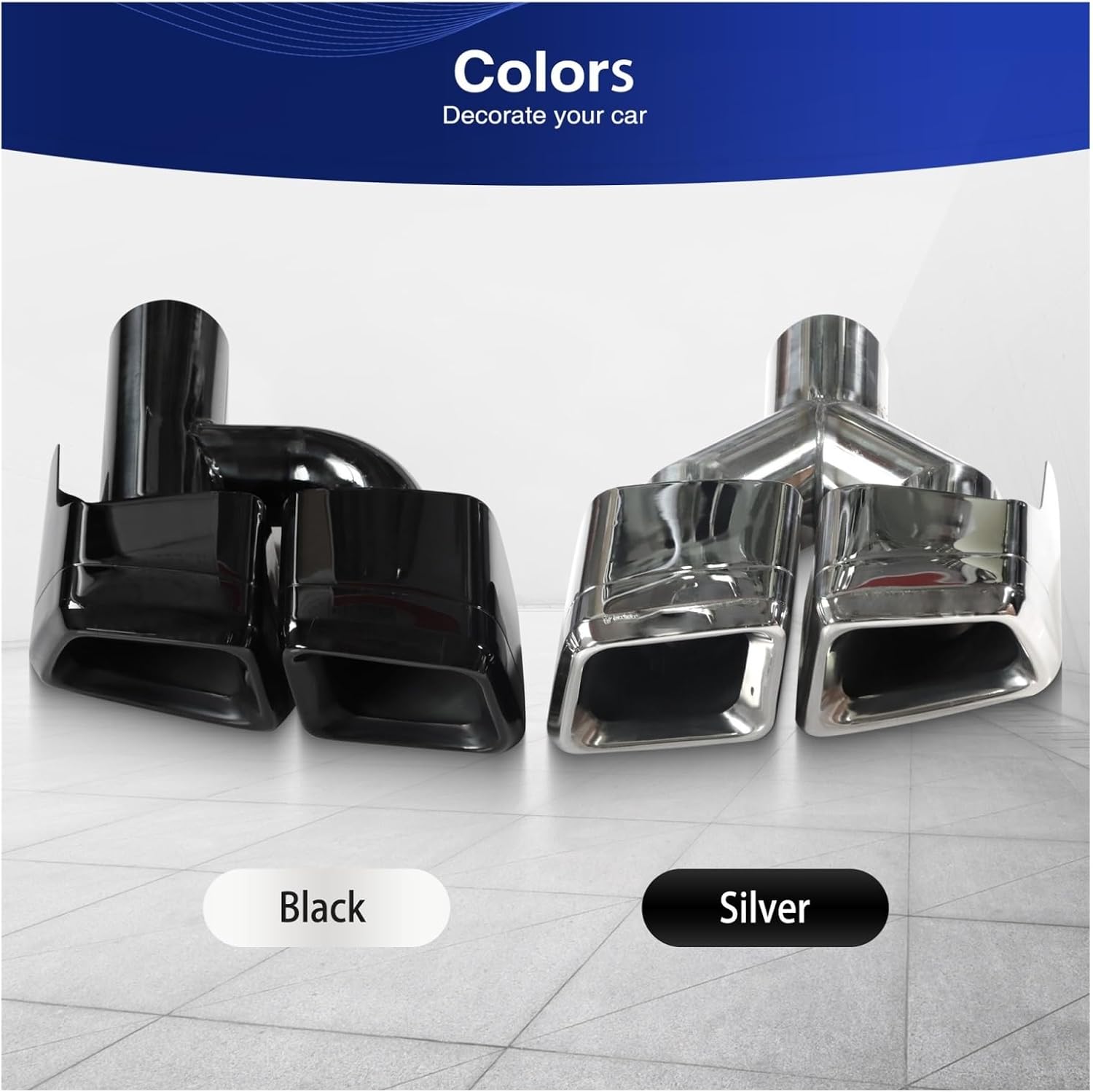 1 ペア排気ヒントメルセデスベンツ W212 E クラス修正された AMG E63 4 アウトスクエアステンレスマフラーチップと互換