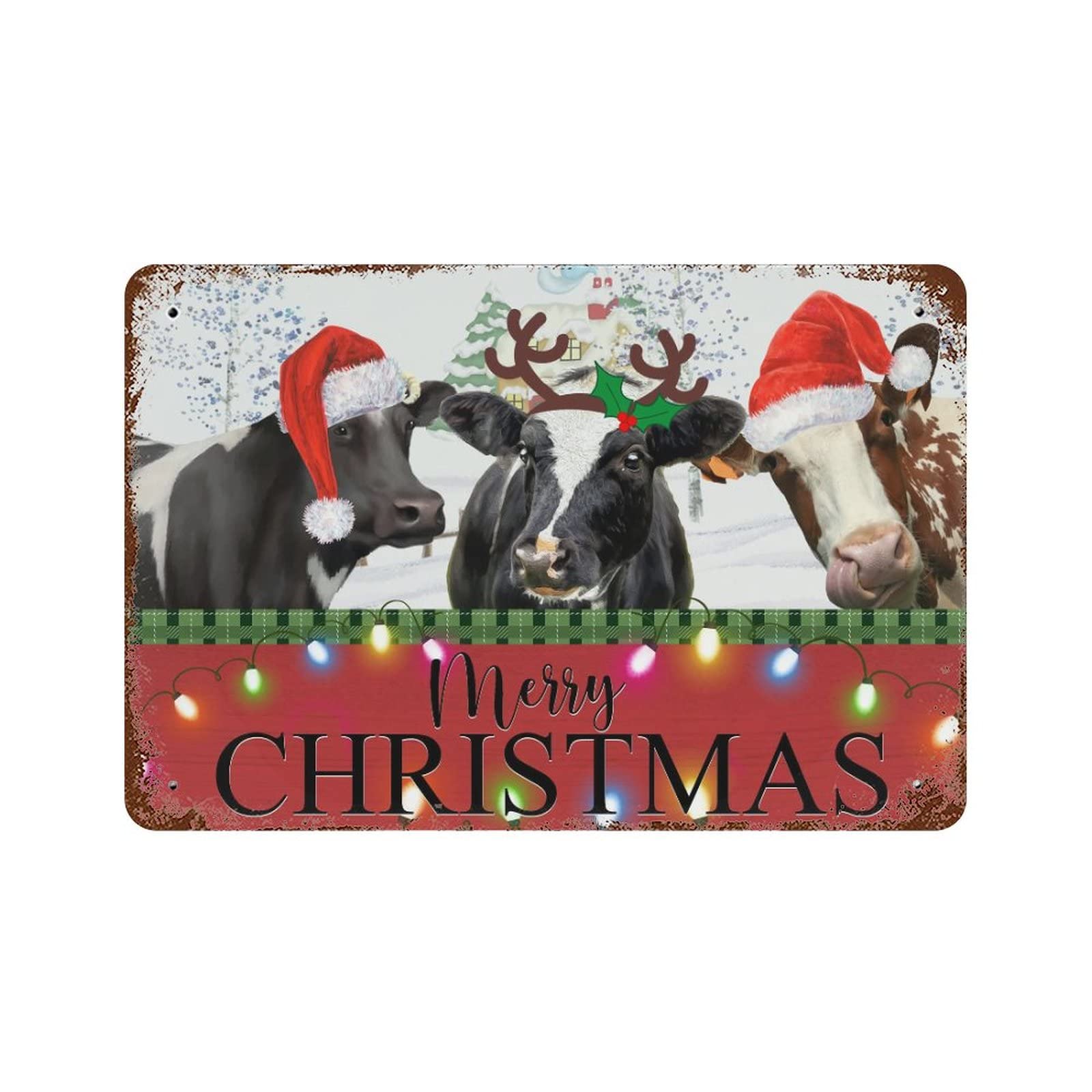 Panneau Merry Christmas Farm en aluminium haut de gamme pour jardin