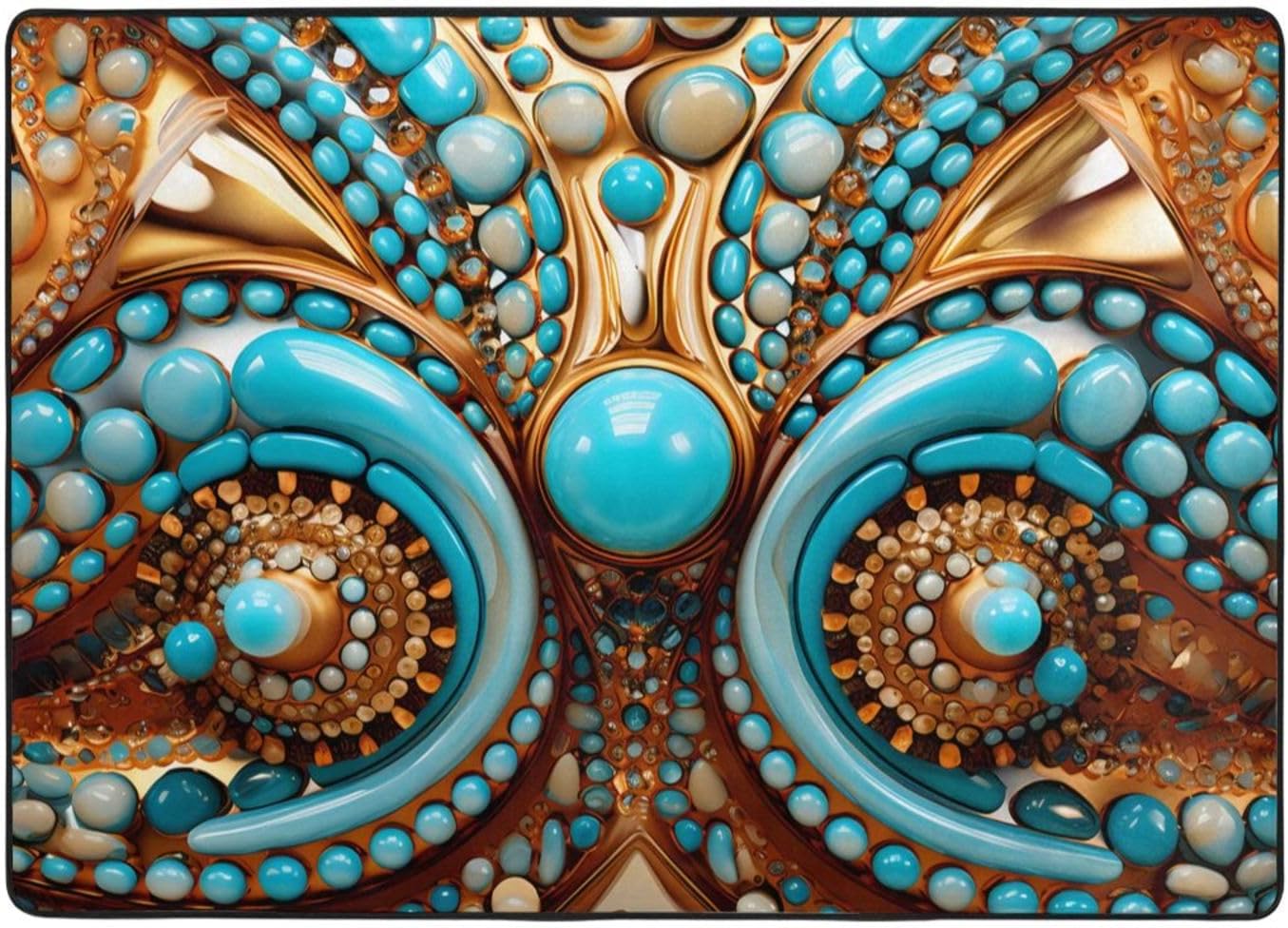 Different Gems Printed Floor mat 80x58 inches, Non-Slip Decorative Carpet for Bedroom and Living Room