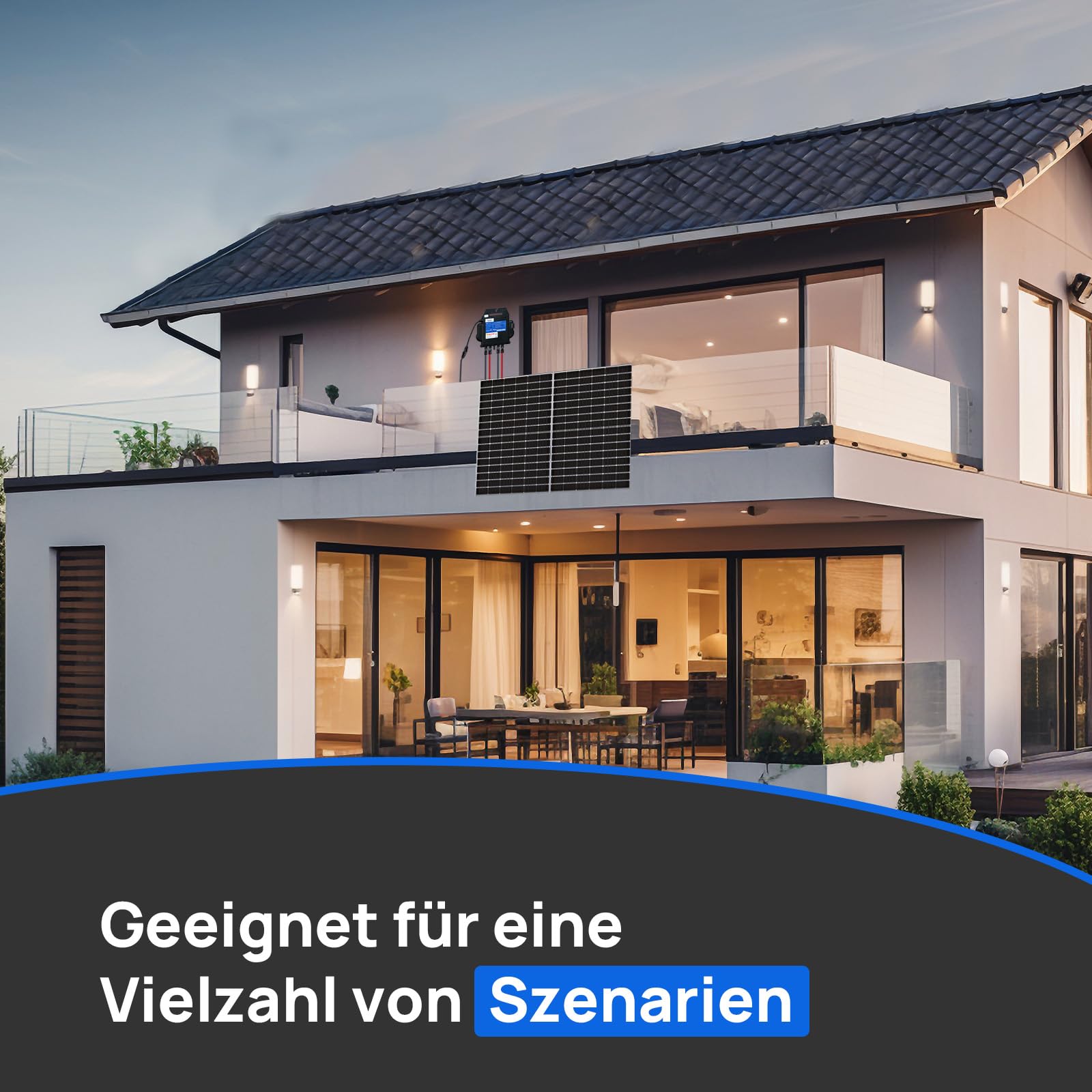 ECO-WORTHY Elektrownia balkonowa 800 W 0% VAT balkonkraftwerk w komplecie z dwufazowym modułem solarnym 400 W x 2 i falownikiem 600 W/800 W APsystems z przekaźnikiem VDE