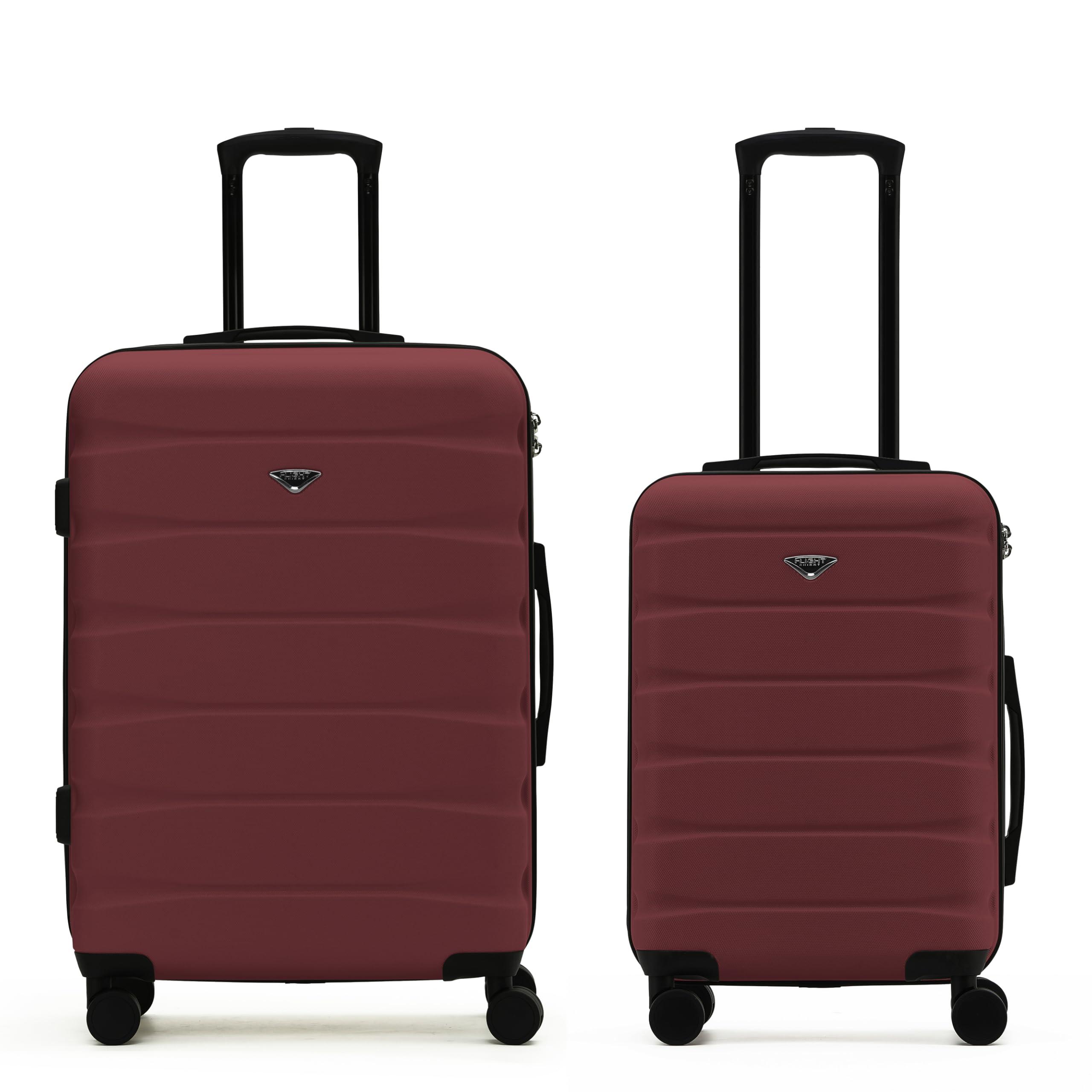 Flight Knight Luggage Sets - Carry-On & Medium 27" Checked Hardside Suitcase TSA Lock Silent Double Spinner Wheels - 22x14x9 Maximum Carry On Bag Size For American & United Approved Airlines