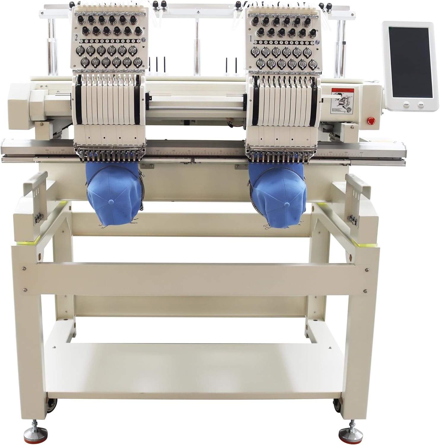 Embroidery Machine Double-station with 12 Needles Automatic Sewing Machine 400x500mm Large Embroidery Area 10" LCD Touch Screen for Commercial Hat, Clothing,Flat Embroidering