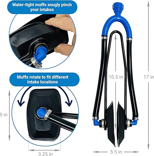 Miniatura 2 de Juego de mangueras para motor de barco, kit de descarga de motor de ES fuera de borda e intraborda, adaptador de manguera para lavado de oídos para