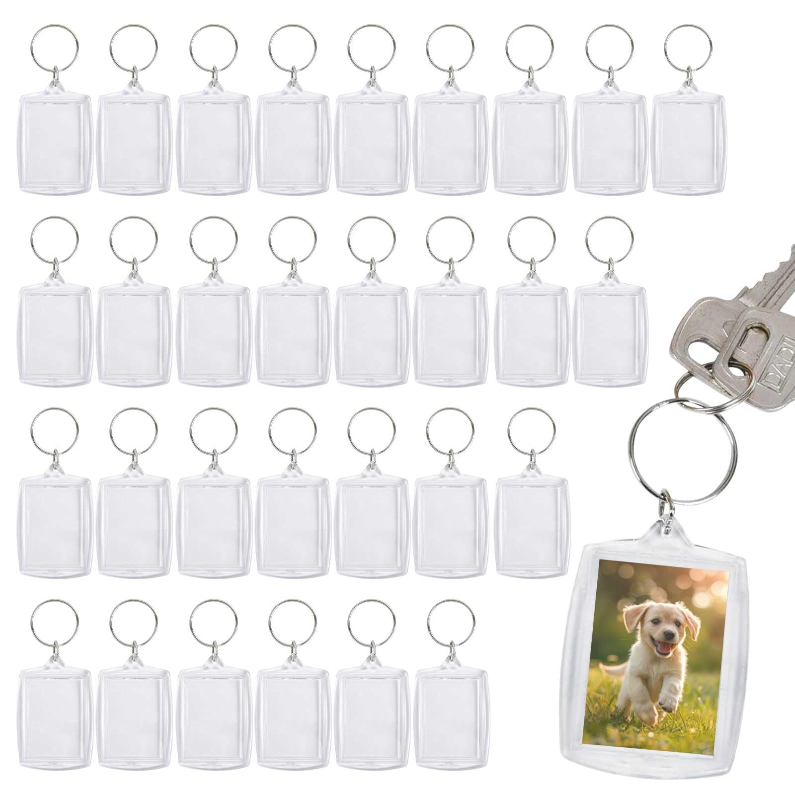 IETWATE 8 Pezzi Portachiavi Personalizzato Acrilico, Portachiavi Personalizzato con Foto Trasparente, Portachiavi con Foto Vuoto, Portachiavi Personalizzati Riutilizzabile, per Famiglie Amici Regali