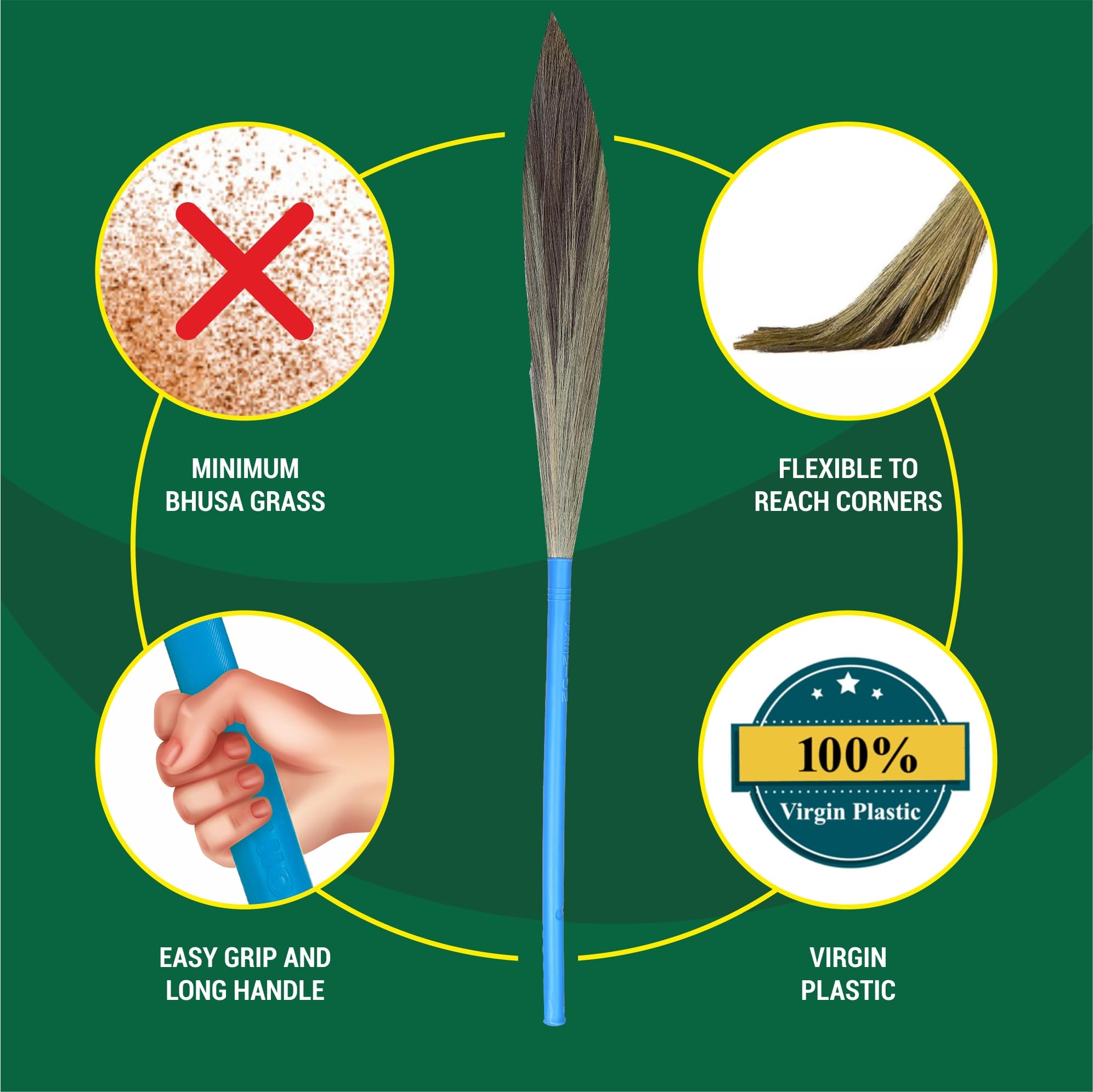 HIC Premium Grass Broom - Eco-Friendly Cleaning -2