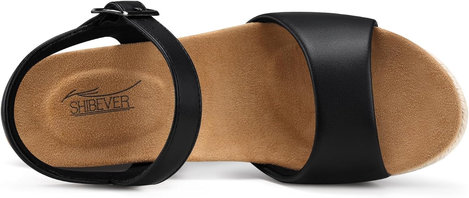 SHIBEVER Women's Wedge Platform Sandals: Espadrille Dressy Comfortable Summer Open Toe Ankle Strap Buckle Women Sandal - Image 6