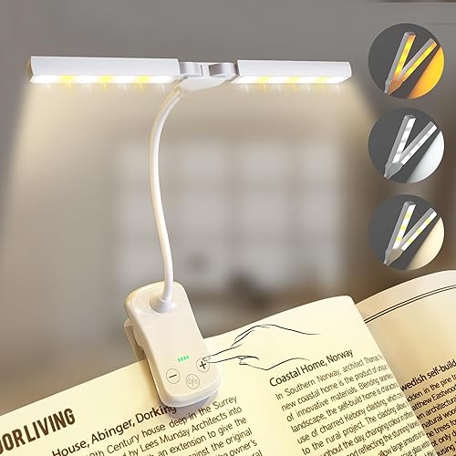 14 luces LED para libros luz de libro para leer en la cama luz de lectura con control táctil con 3 colores y 8 brillo luces de lectura para libros