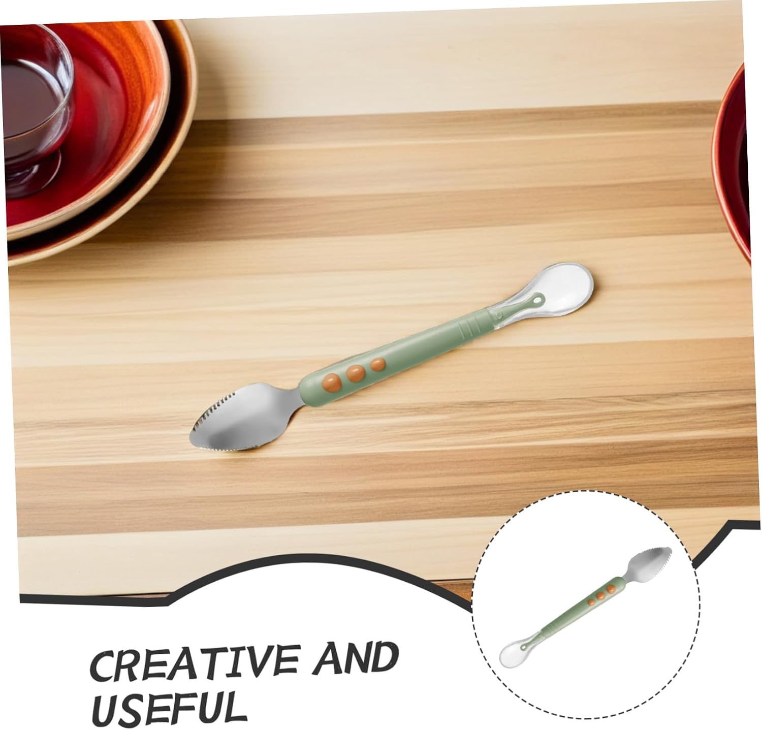 Healifty Double Head Silicone Spoon for Fruit Puree Feeding Soft Bent Food Scraper Spoon for Training Non Choking Design Comfortable Grip in Light Green