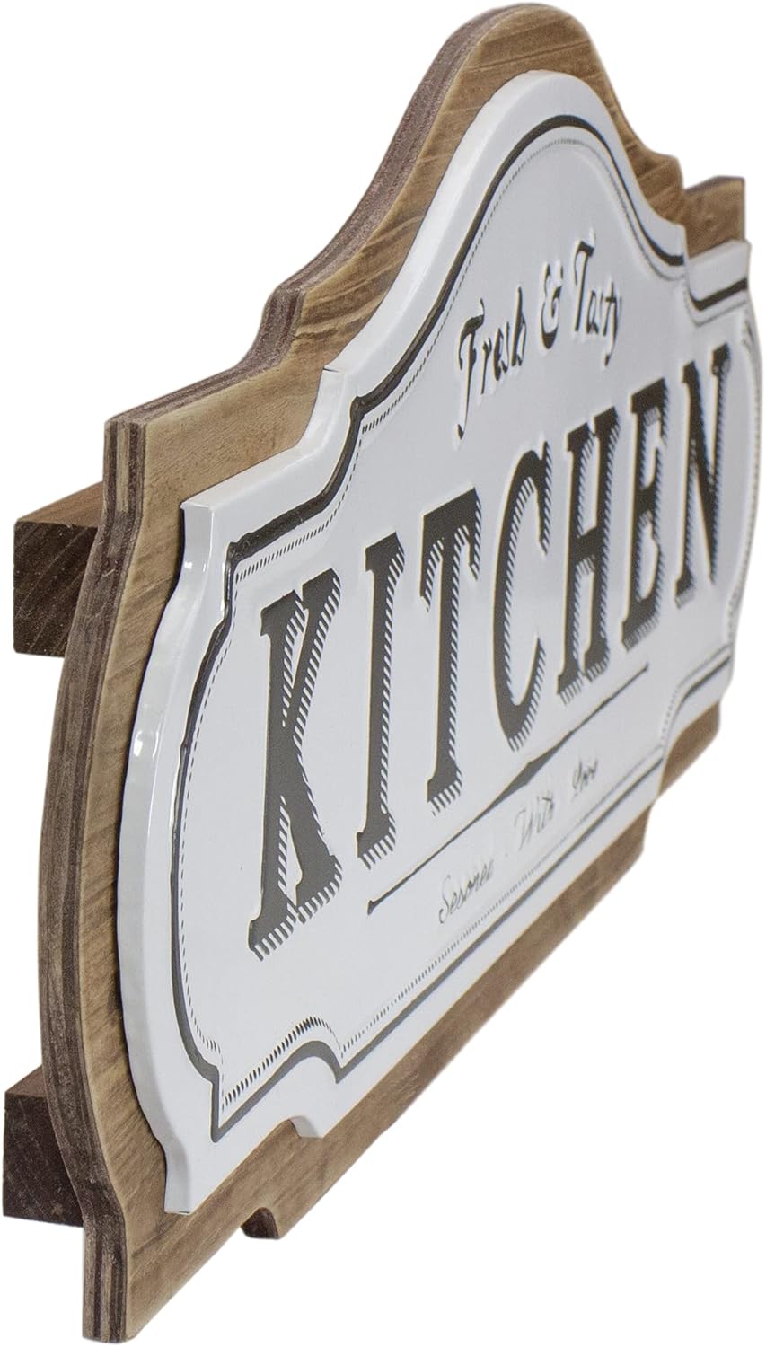 Metal "Kitchen Fresh & Tasty" Sign Wall Decor - 24" - Black and White
