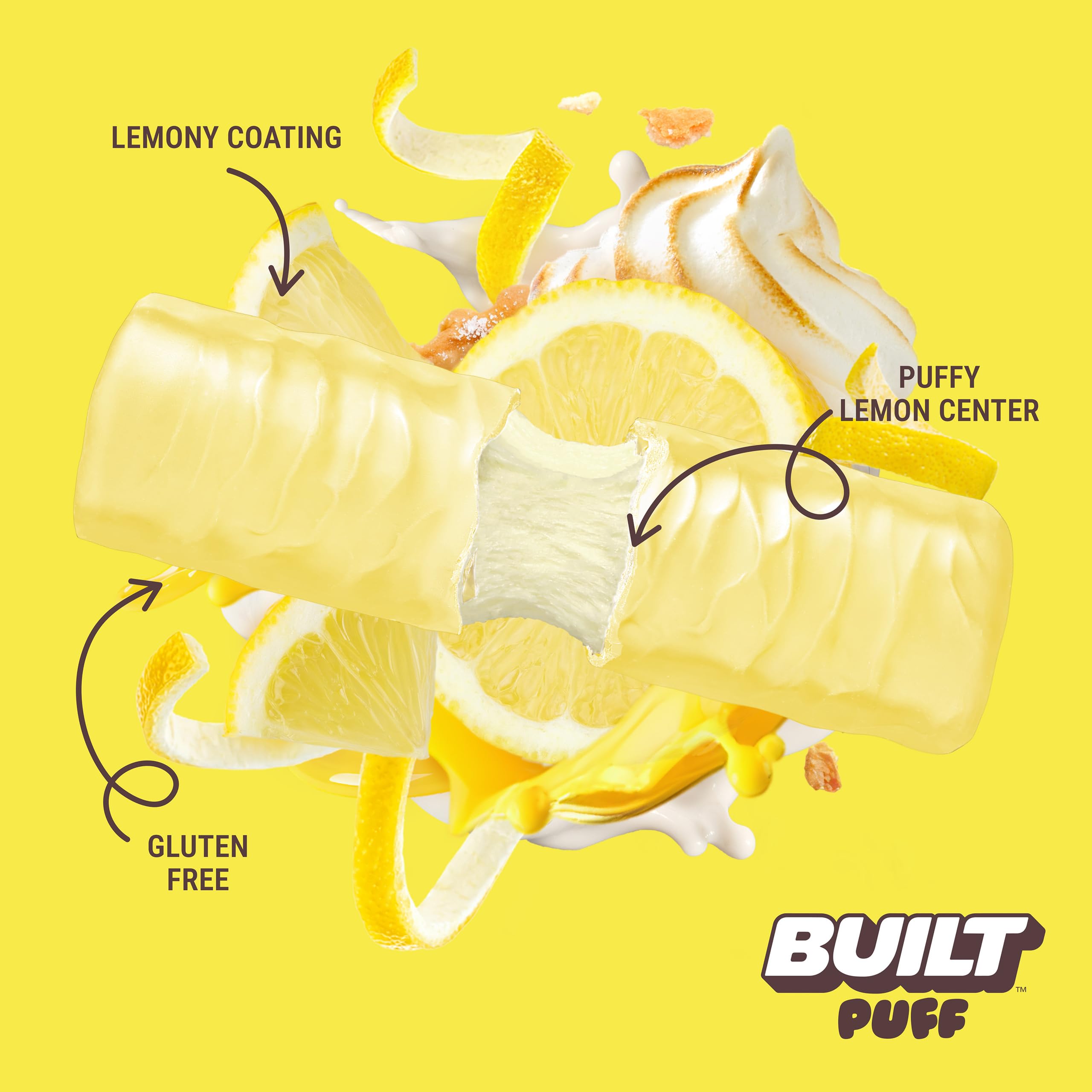 BUILT Bar Puff Protein Bars - Variety Pack - 15-17g Protein Snack Bars with Collagen - Calorie Conscious & Gluten Free - 12 Count, Variety May Vary: Lemon Meringue Pie