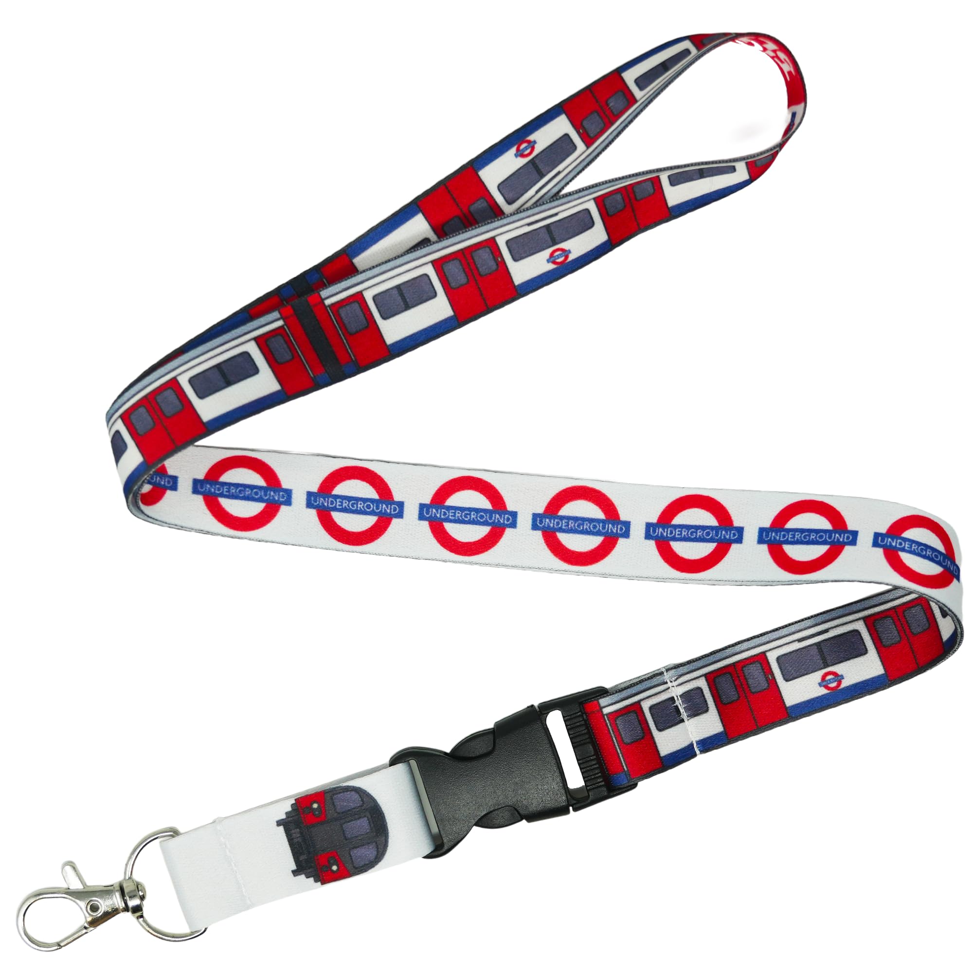 Tigoli London Underground Lanyard – Tube Train & Roundel Design – 57cm Premium Polyester Neck Strap with Quick Release Buckle & Metal Hook for Keys, Passes & ID Cards – Transport for London Gift