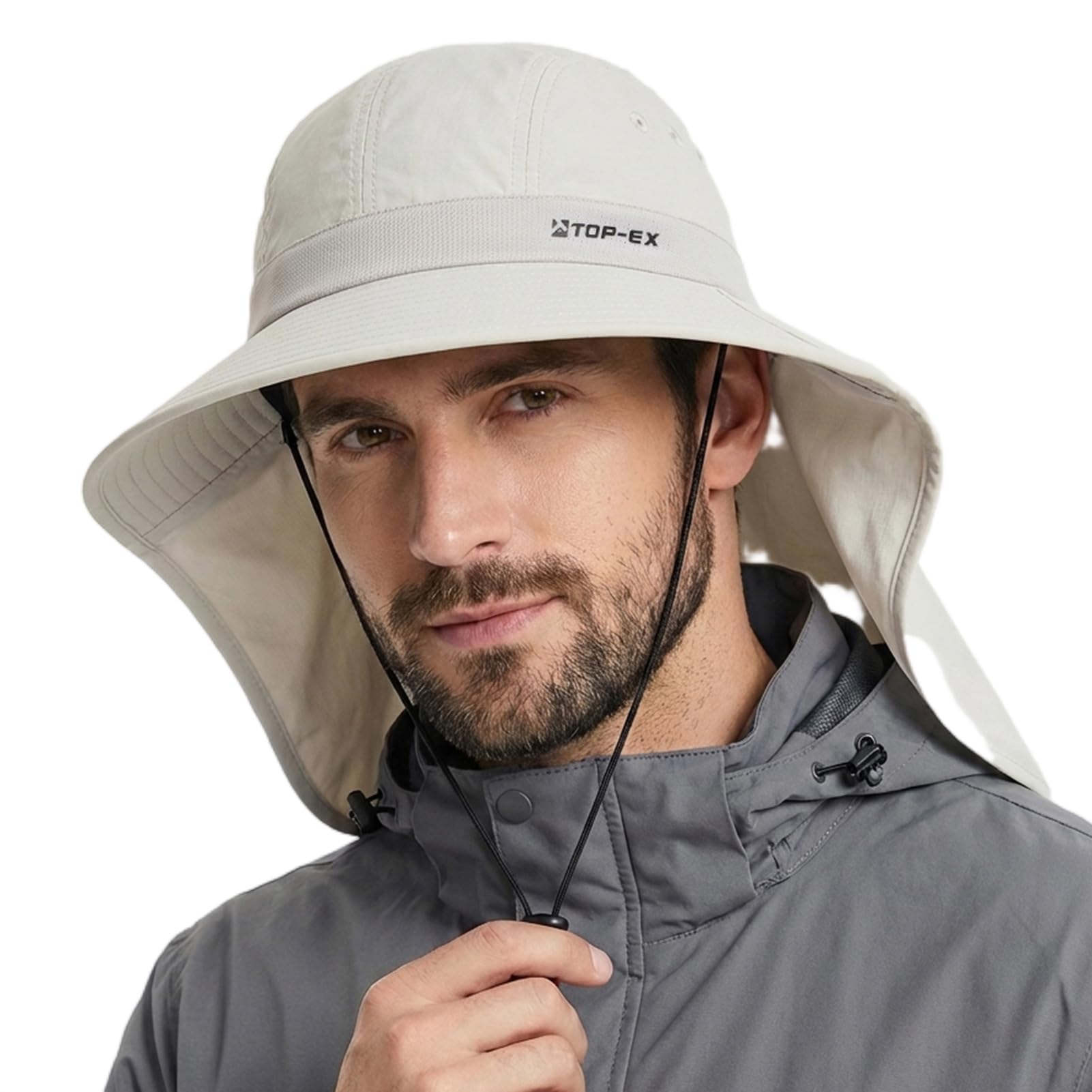 TOP-EX Chapeau de soleil à large bord pour homme avec rabat de cou – Protection UPF 50 rafraîchissante pour la randonnée, la pêche et l'extérieur