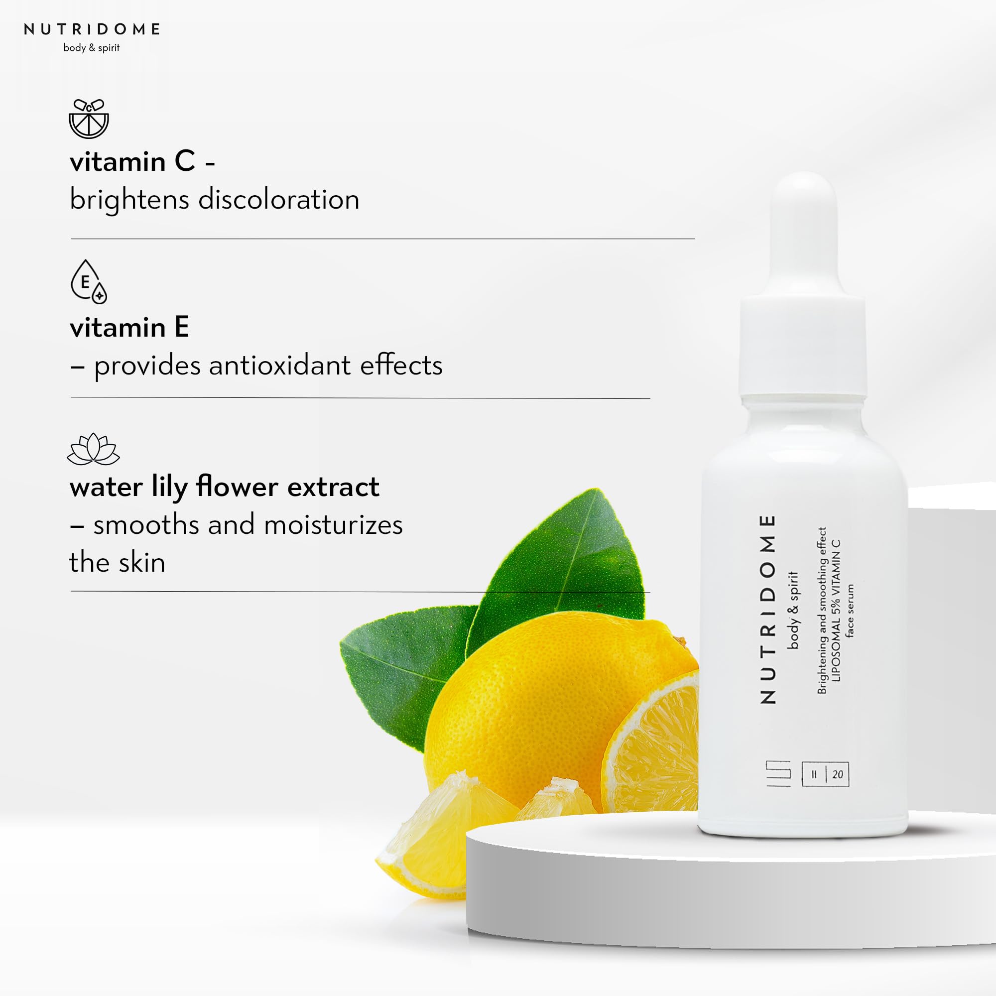 Nutridome Body & Spirit Vitamin C Face Serum, 30ml - Brightening, Anti-Discoloration, Even Skin Tone, White, 30 ml (Pack of 1) - Image 4