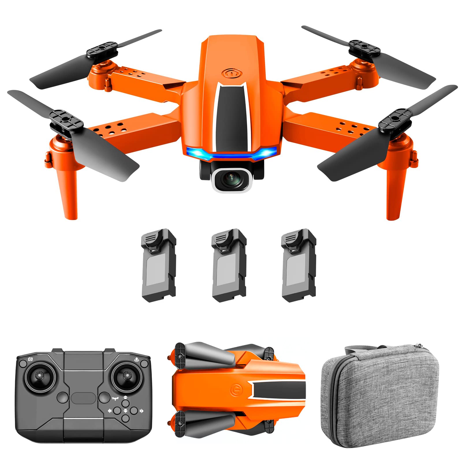 Droni Pieghevoli con Fotocamera 4K, quadrirotore RC per Adulti, Video Live FPV, Mantenimento dell'altitudine, decollo a Una Chiave per Bambini o Principianti con 3 batterie, modalità Senza t