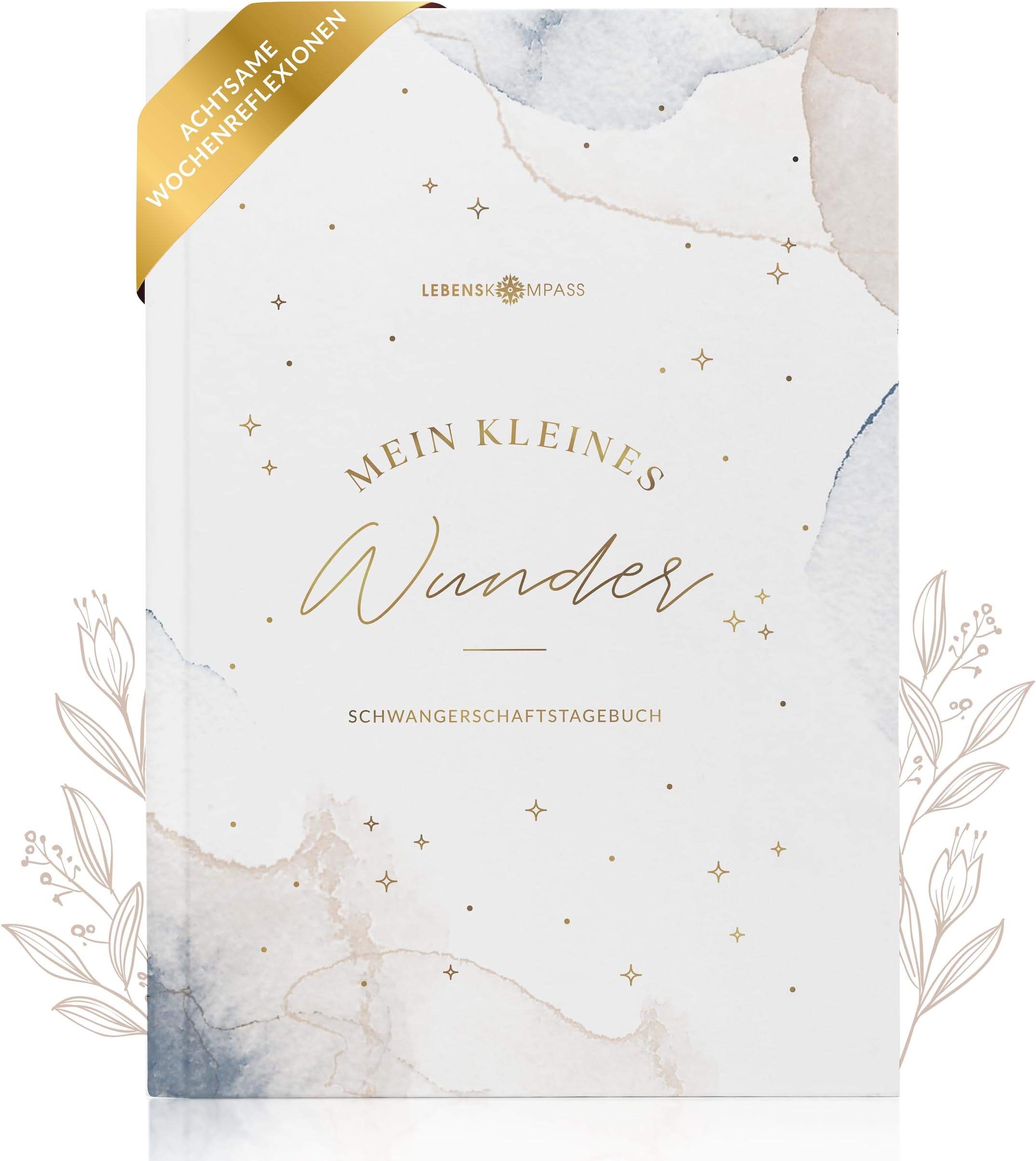 Schwangerschaftstagebuch Mit Goldrand - 125 Seiten Erinnerungsbuch Für Werdende Mütter