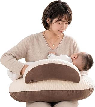 QUEEN ROSE Nursing Cushion Maternity Pillow Multi-purpose Body Pillow with Adjustable Straps Reversible Fully Washable Cotton Multi-functional U-shaped Cute Brown