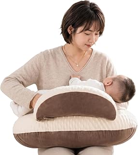 QUEEN ROSE 授乳クッション 授乳枕 厚め 硬め マタニティ 抱き枕兼用 調節可能なストラップ付き リバーシブル 丸ごと洗える コットン 多機能 U字型 かわいい ブラウン