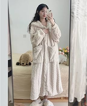 フランネル パジャマ ネグリジェ レディース ナイトガウン 長袖 冬用 前開n 1_18.jpg