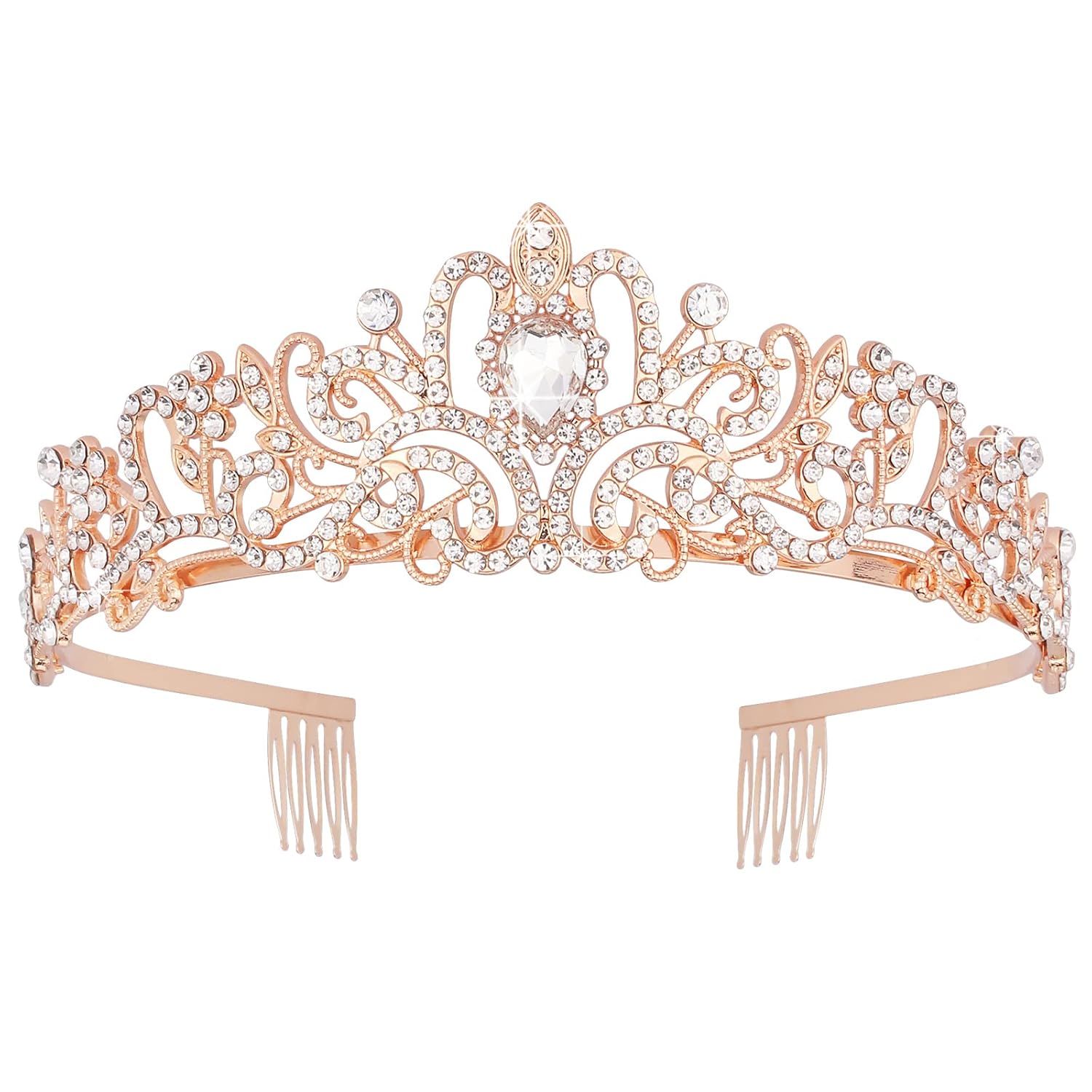 Rose Gold Tiaras Crown, KICOSY Crystal Tiaras and Crowns for Women Princess Tiara