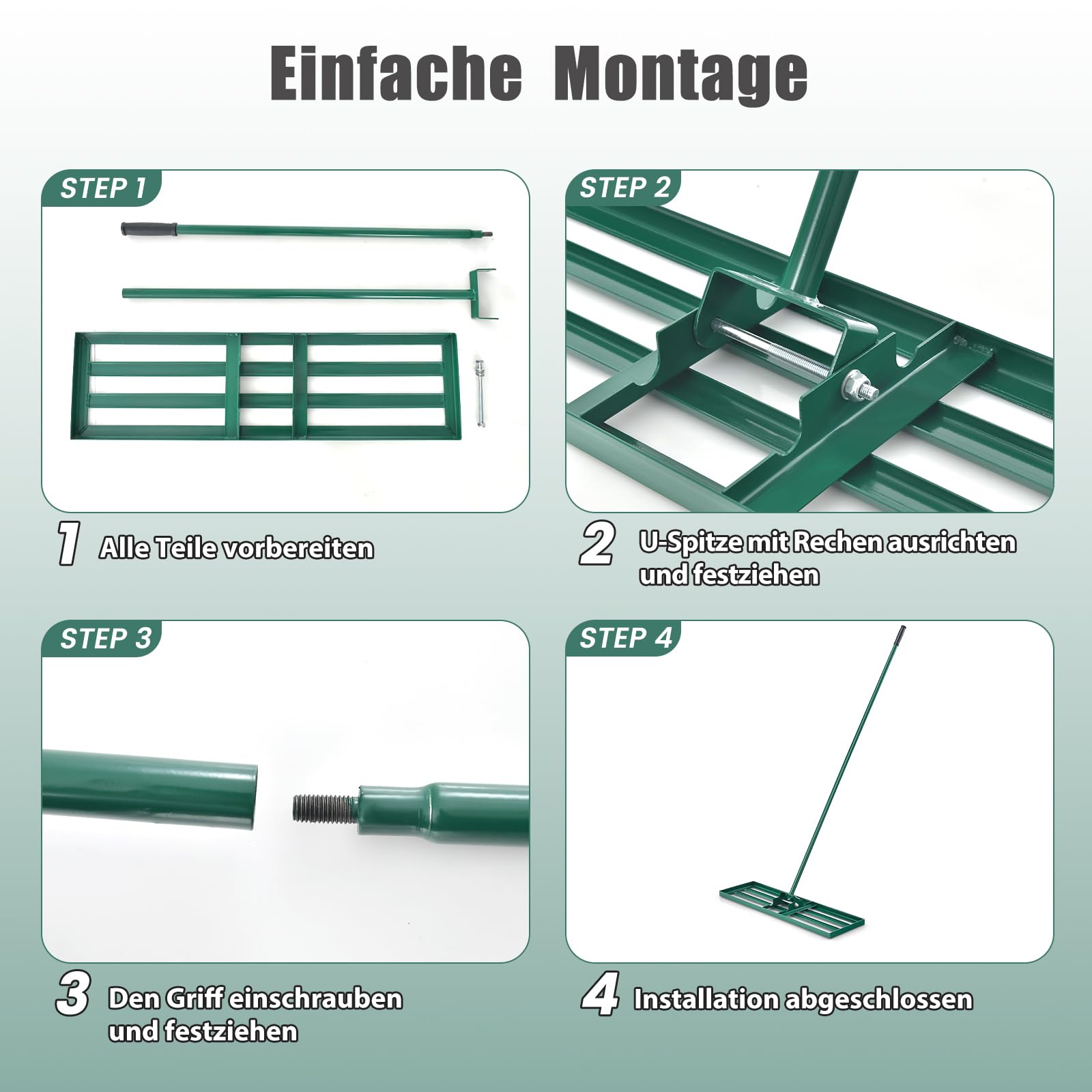SOARS Rasen Rakel, Rasen Nivellierrechen mit 170 cm ergonomischem Griff, Rasenrechen aus hochwertigem Metall, ideal für die Rasenpflege (75 cm x 25 cm)