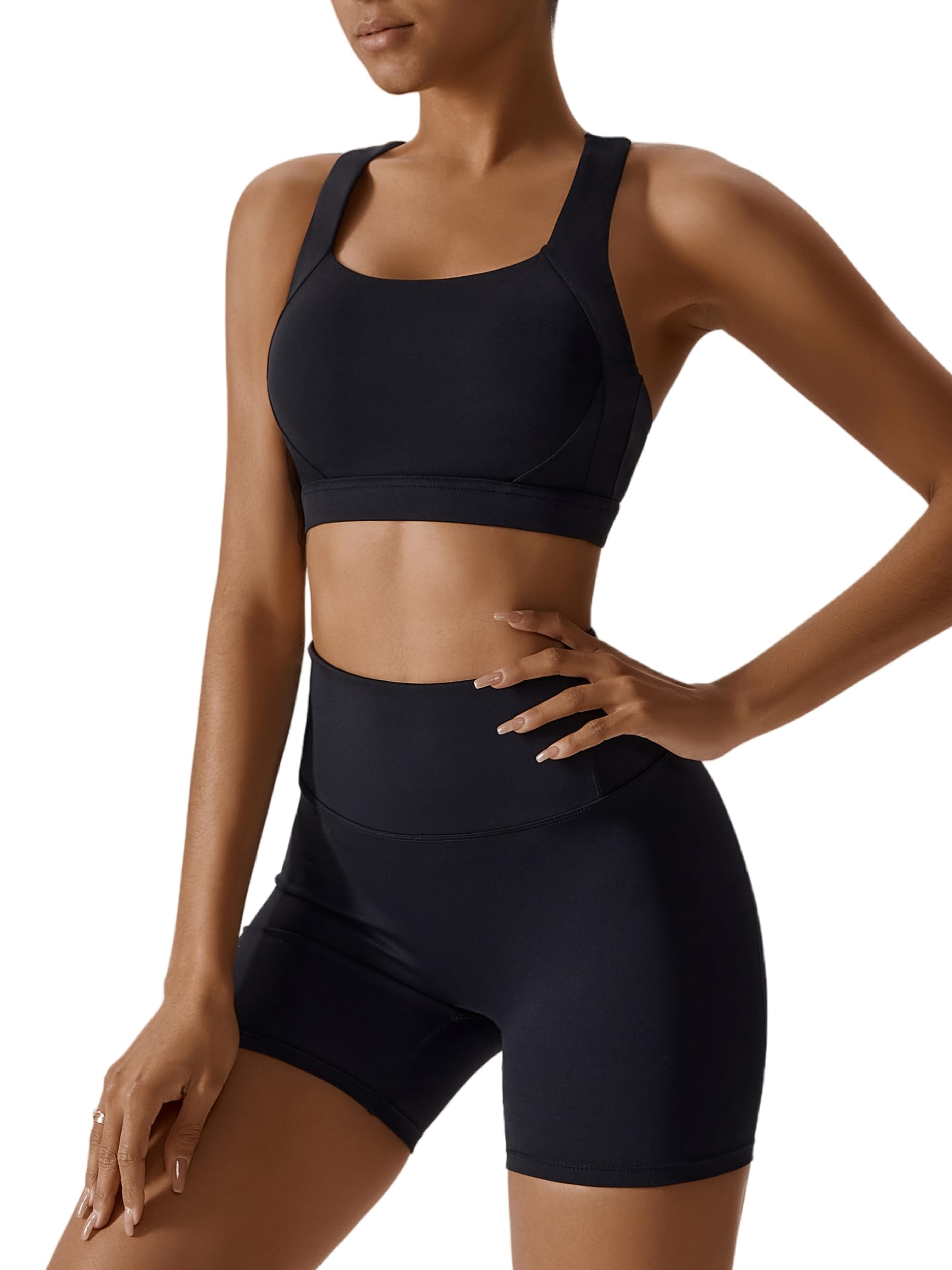 URMAGIC Seamless Yoga Workout Pcs Set Sports Bras+High