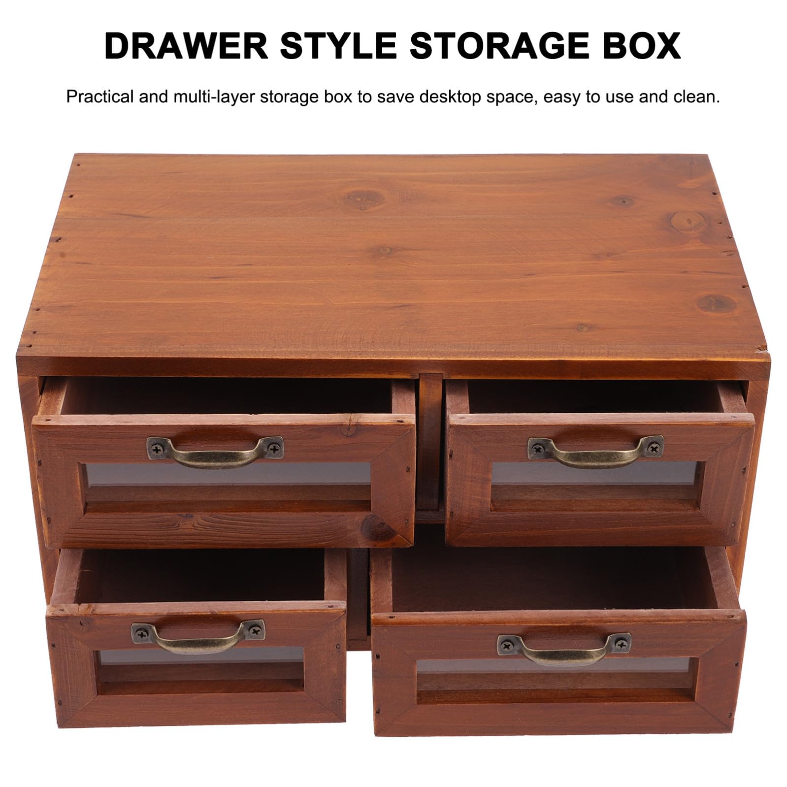 Cajón Organizador de Maquillaje de Madera Marrón, Caja de Almacenamiento Retro de Escritorio Almacenamiento Multicapa y Fácil Limpieza para Cosméticos y Otros Objetos, para Hogar